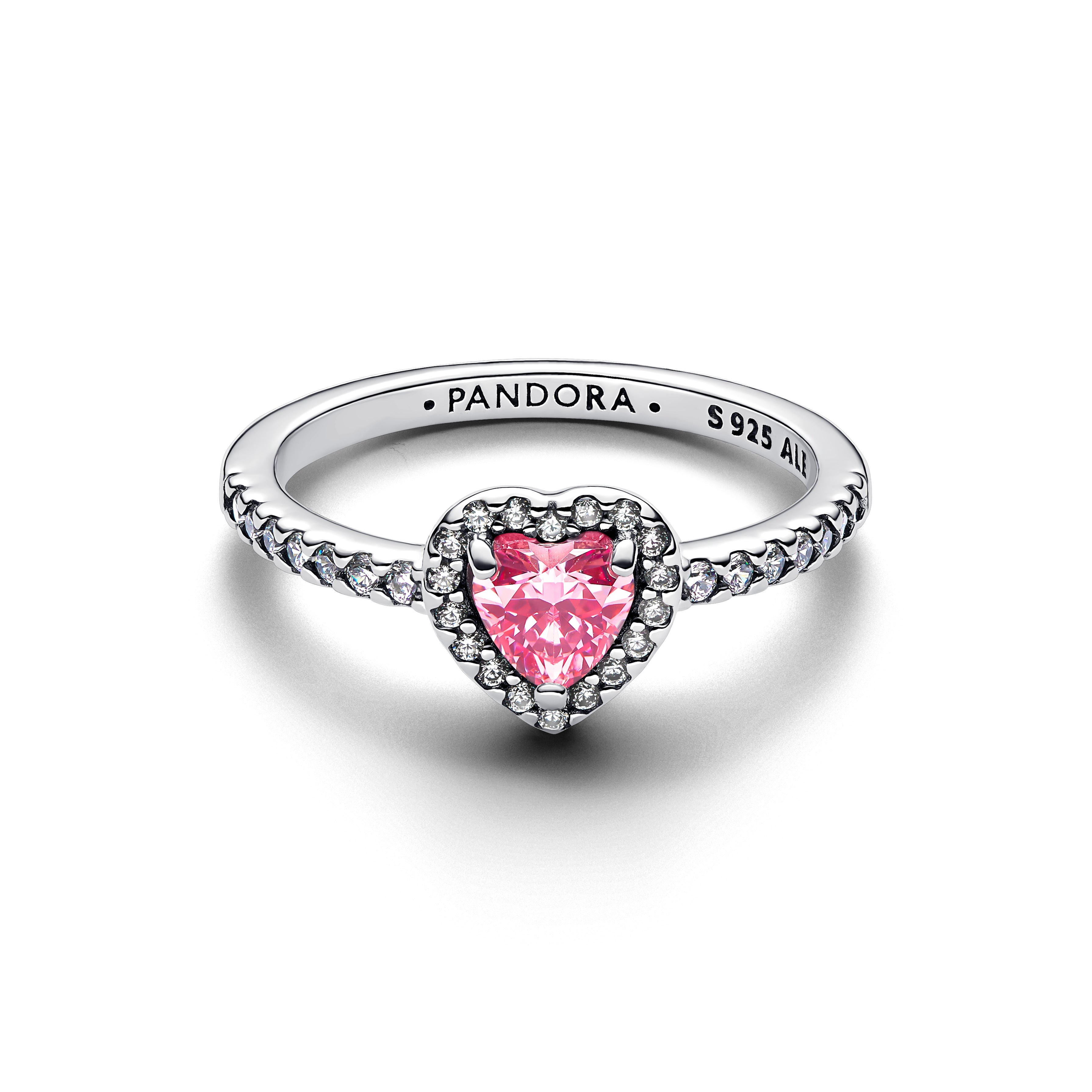 Heart Sterling Silver Ring With Fancy Pink And Clear Cubic Zirconia