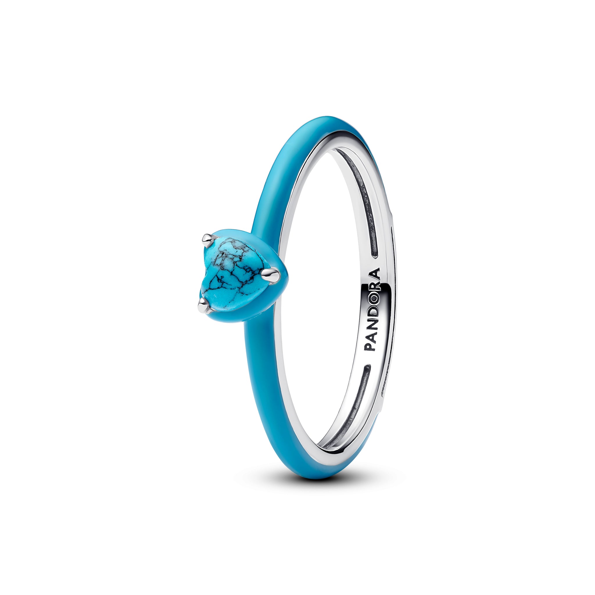 Heart Sterling Silver Ring With Imitation Turquoise And Turquoise Enamel
