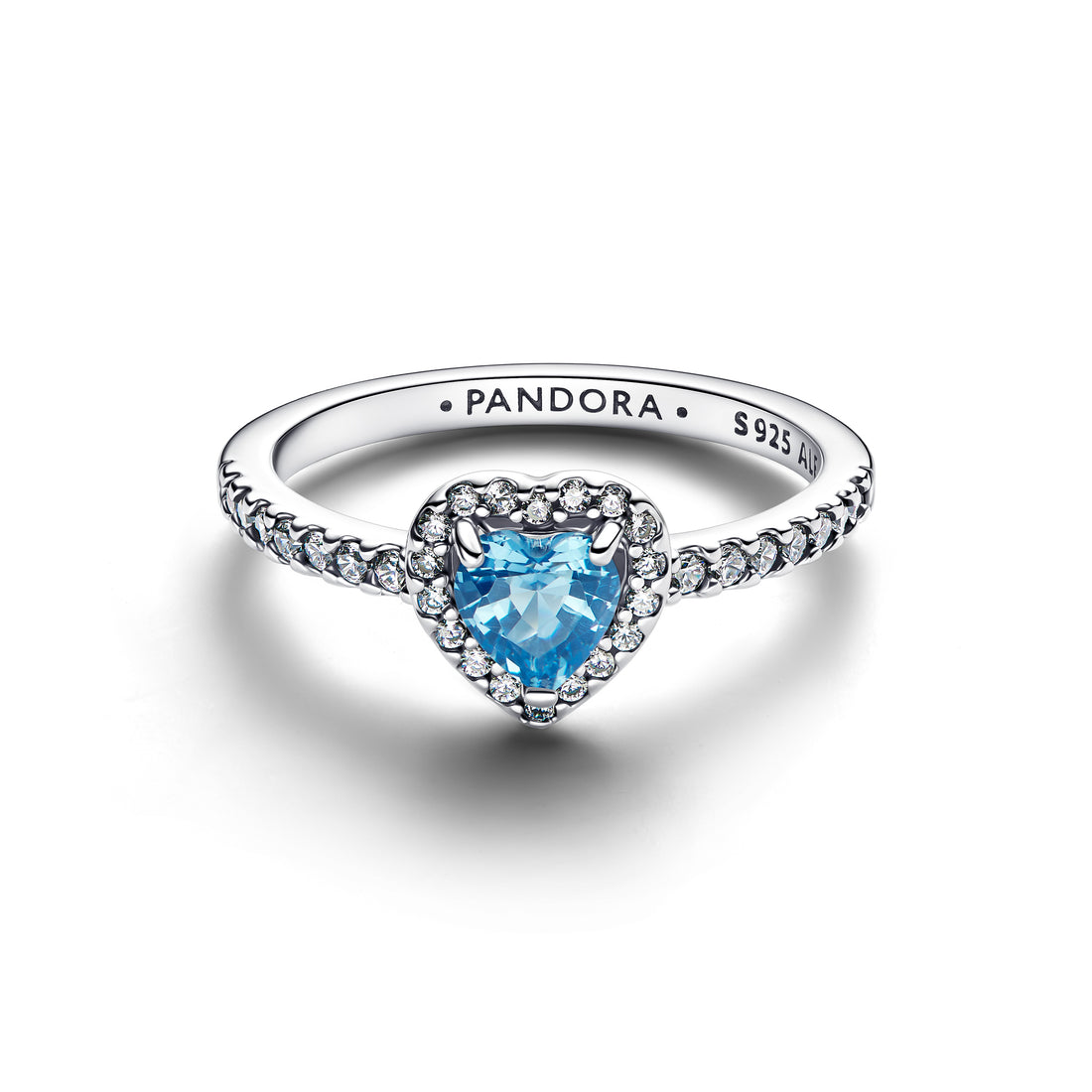 Heart Sterling Silver Ring With Light Blue Crystal And Clear Cubic Zirconia