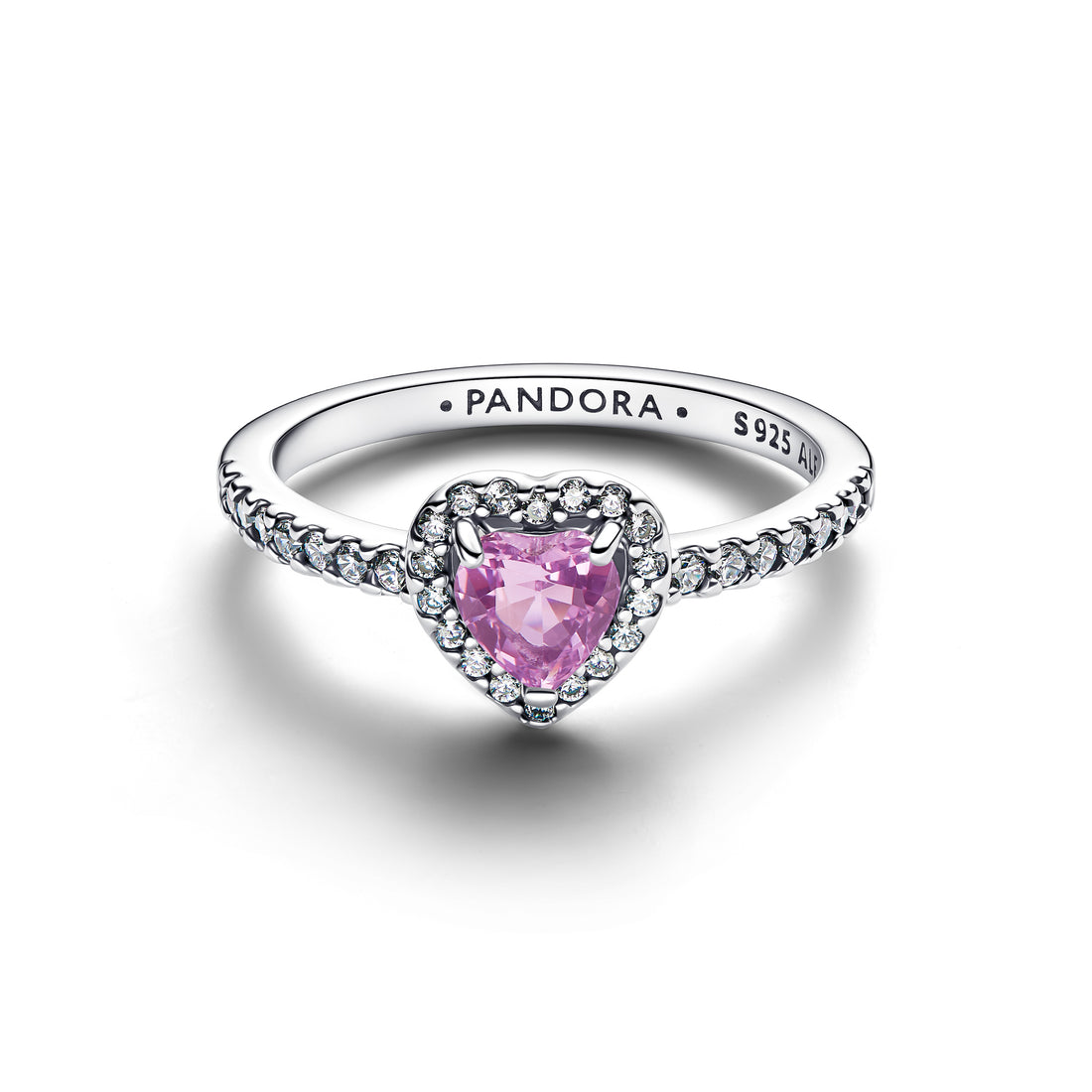 Heart Sterling Silver Ring With Light Purple Crystal And Clear Cubic Zirconia