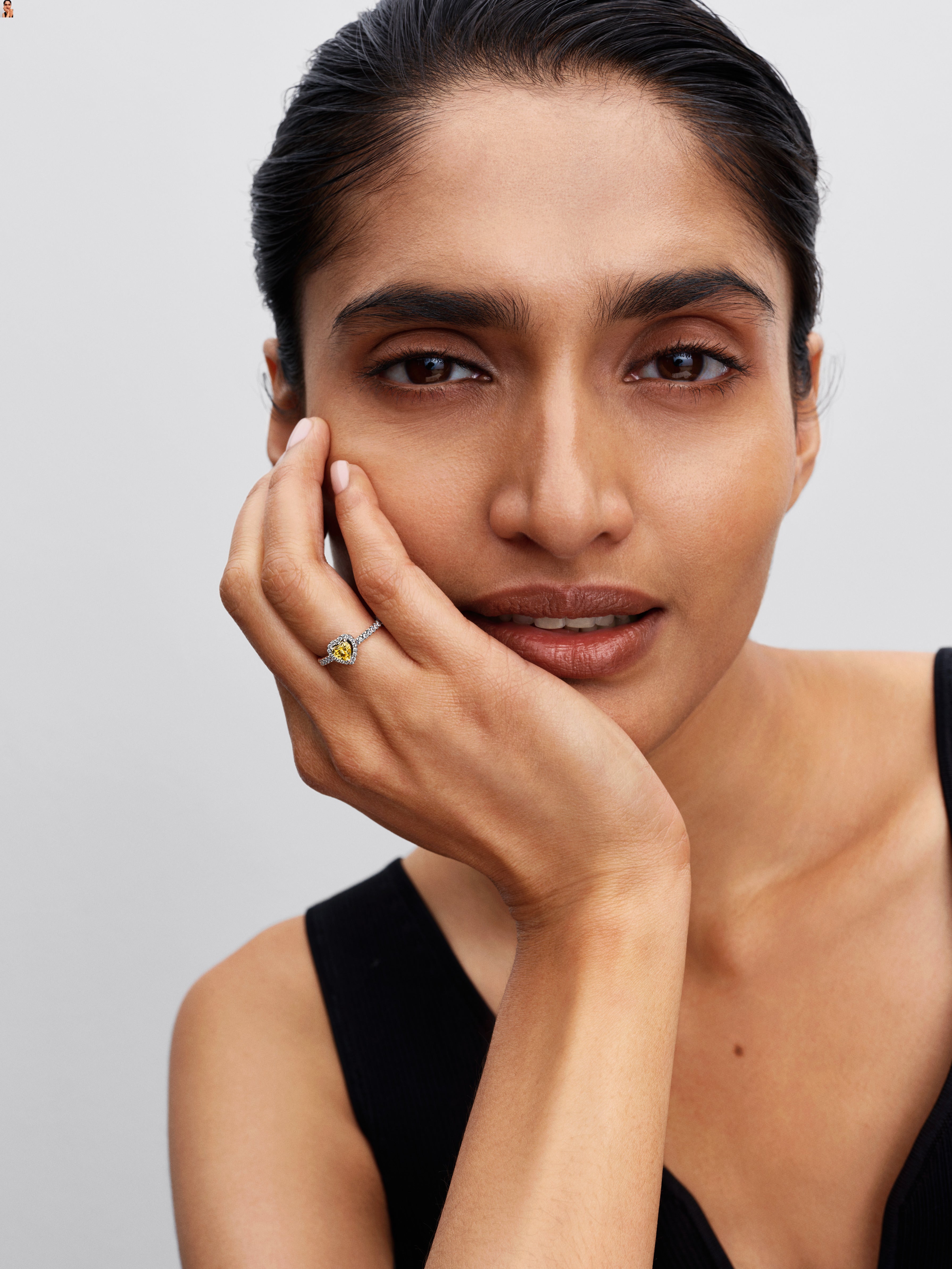 Heart Sterling Silver Ring With Vibrant Yellow And Clear Cubic Zirconia