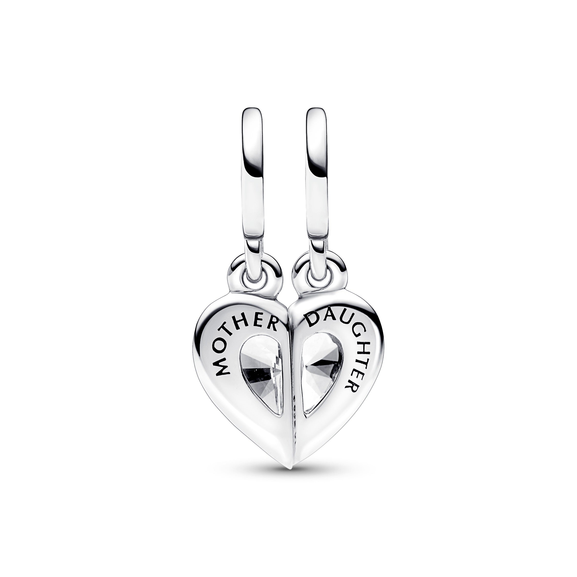 Heart Sterling Silver Splitable Dangle With Clear Cubic Zirconia