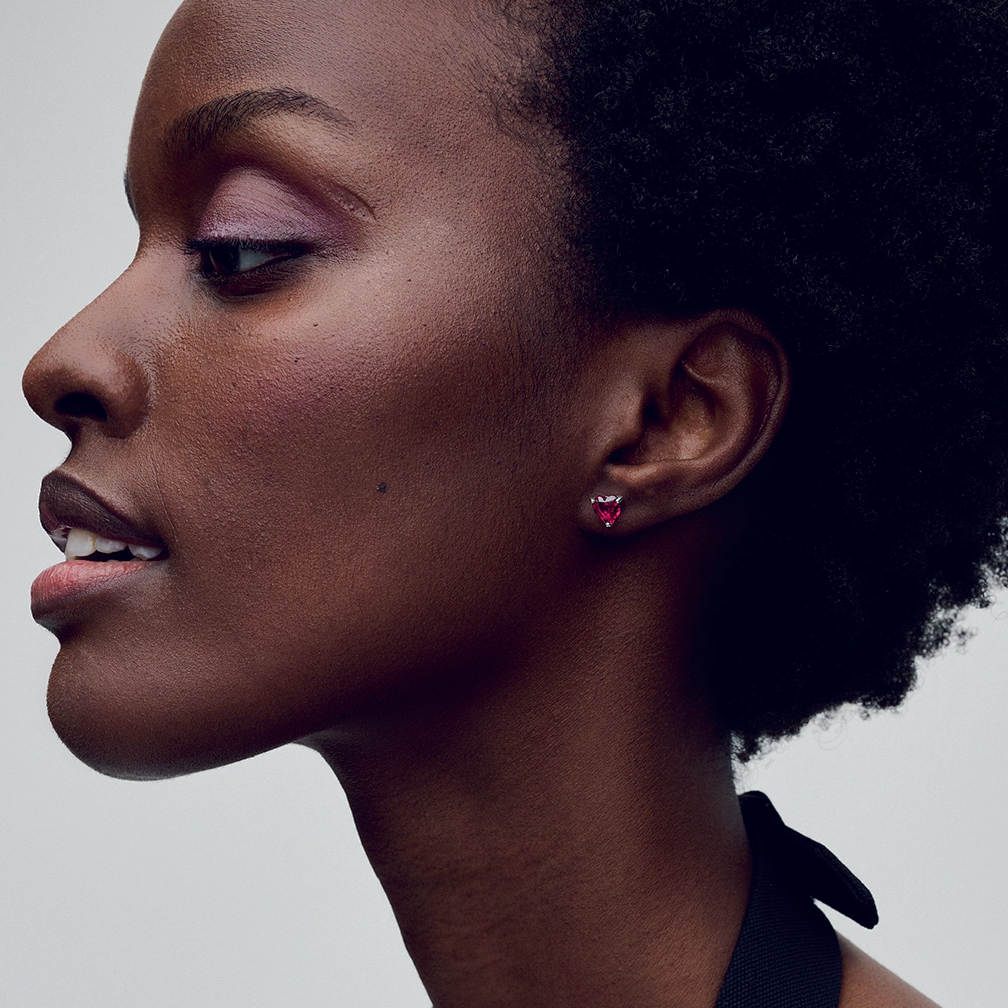 Heart Sterling Silver Stud Earrings With Cherries Jubilee Red Crystal