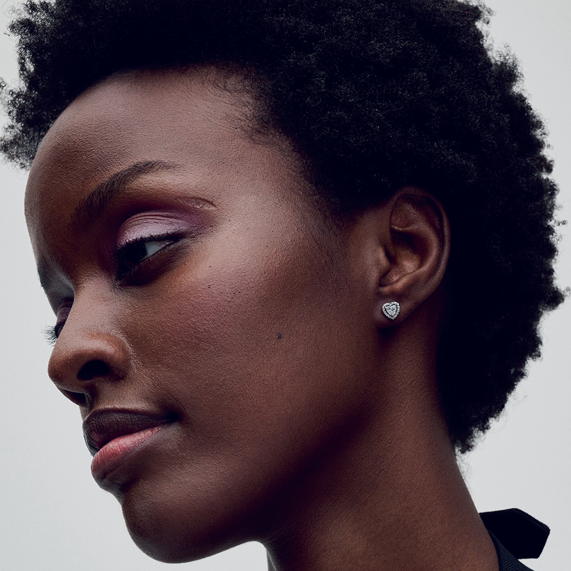 Heart Sterling Silver Stud Earrings With Clear Cubic Zirconia