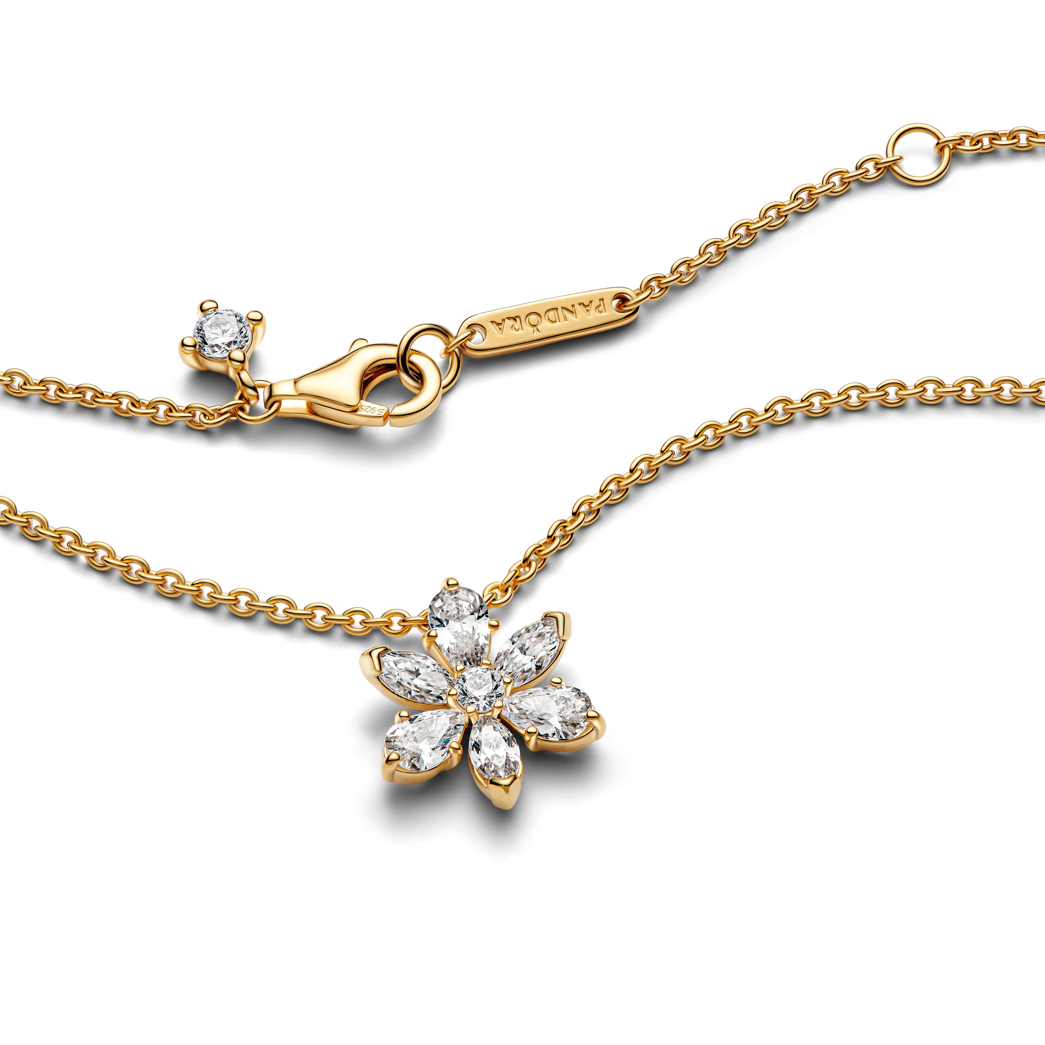 Herbarium Cluster 14K Gold-Plated Collier With Clear Cubic Zirconia