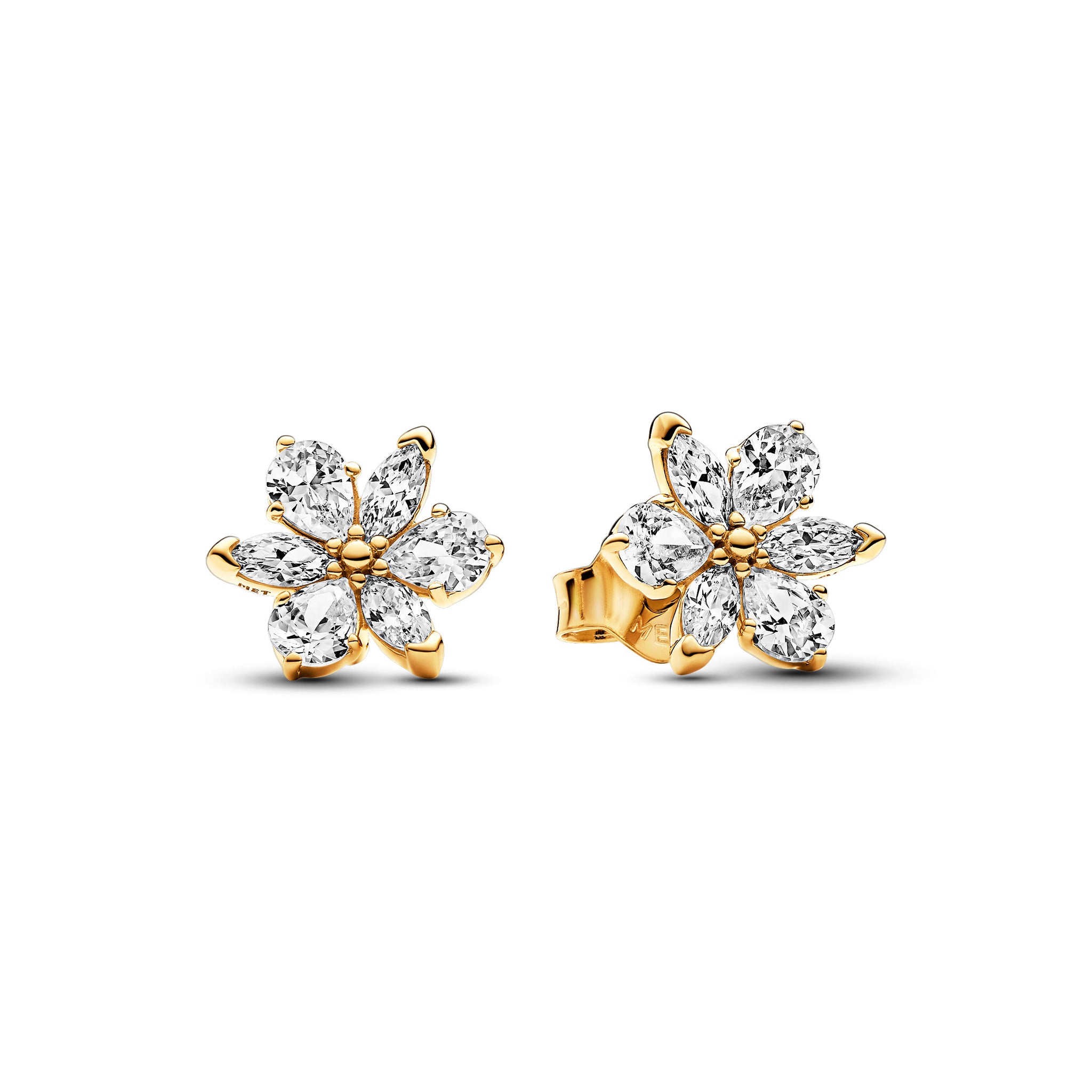 Herbarium Cluster 14K Gold-Plated Stud Earrings With Clear Cubic Zirconia