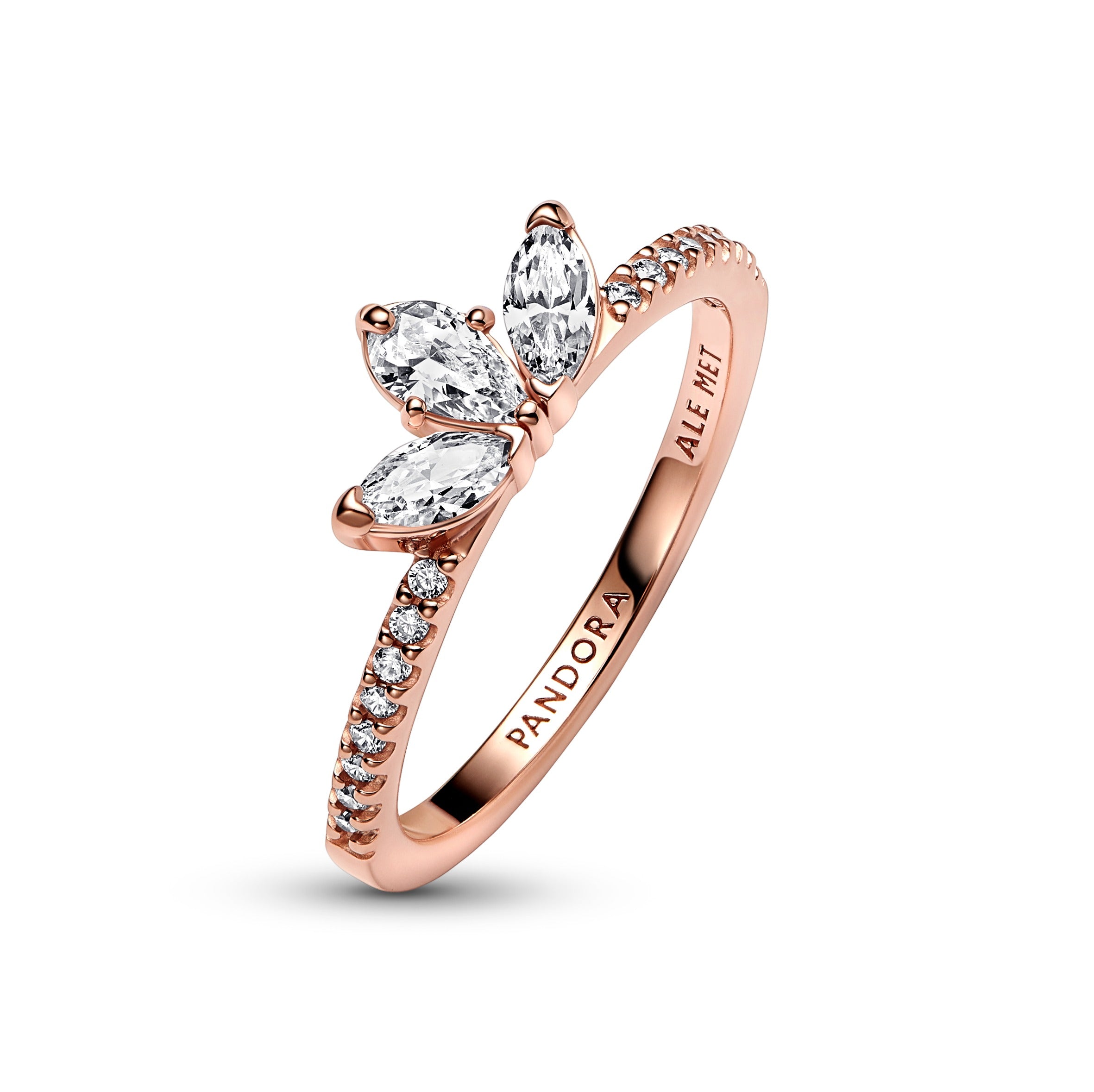 Herbarium Cluster 14K Rose Gold-Plated Ring With Clear Cubic Zirconia