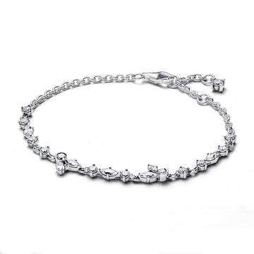 Herbarium Cluster Sterling Silver Bracelet With Clear Cubic Zirconia