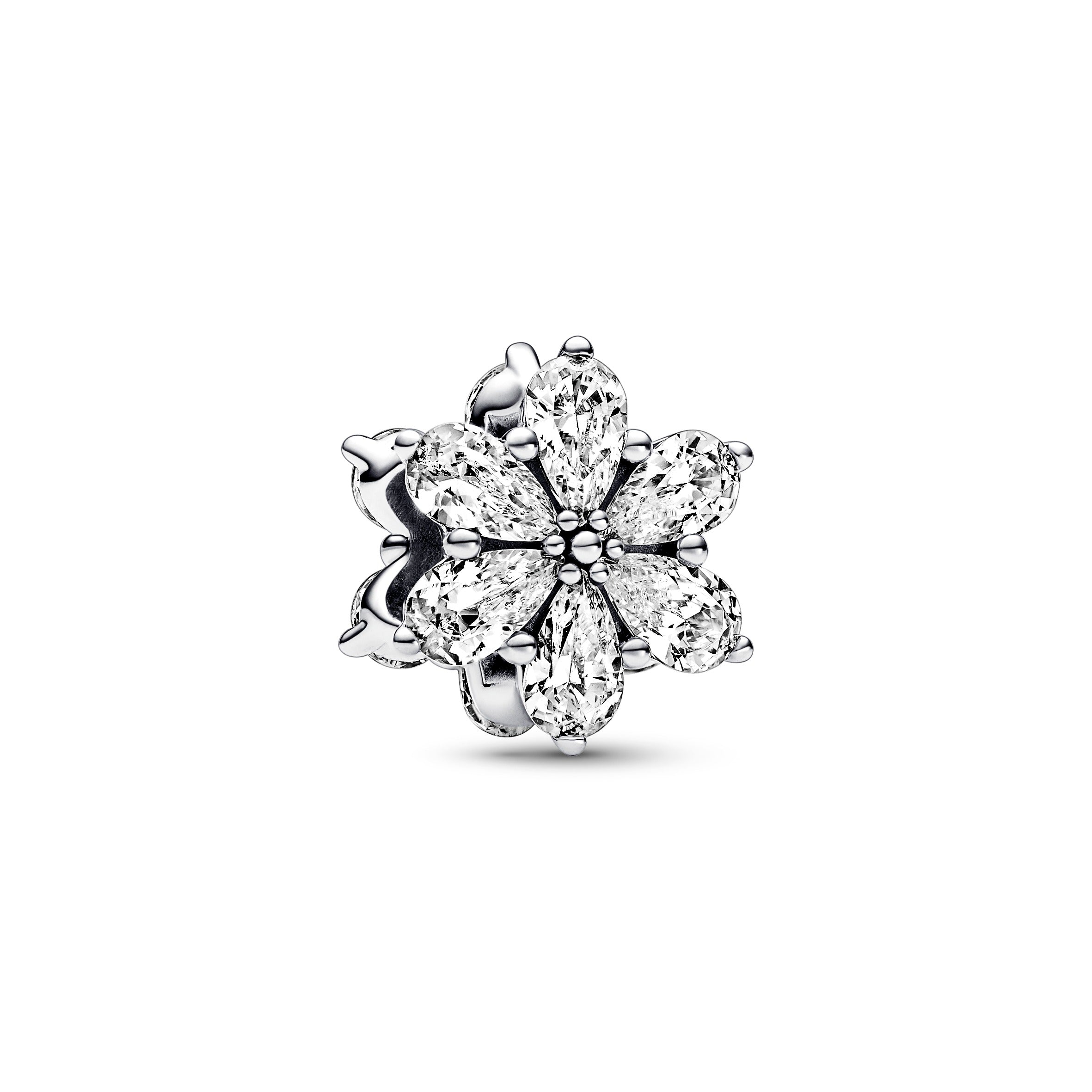Herbarium Cluster Sterling Silver Charm With Clear Cubic Zirconia