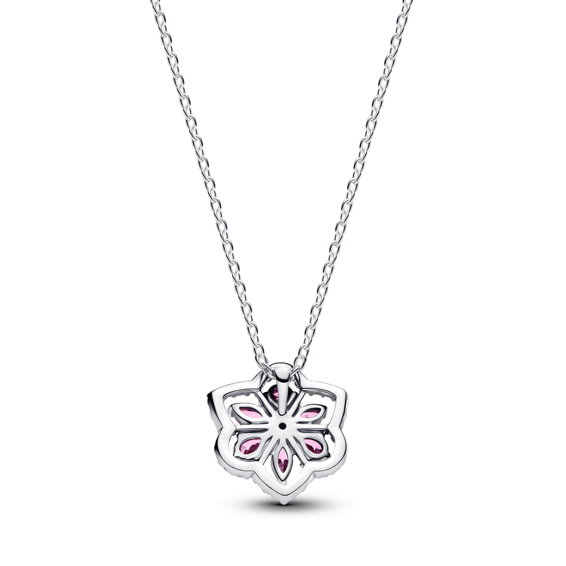 Herbarium Cluster Sterling Silver Collier With Fancy Pink And Clear Cubic Zirconia
