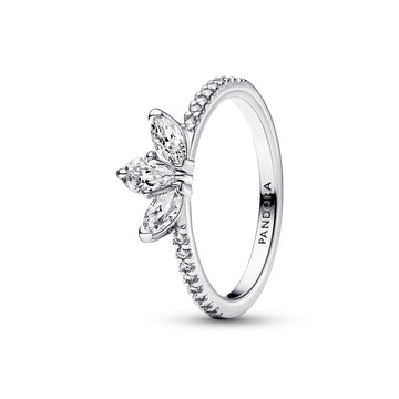 Herbarium Cluster Sterling Silver Ring With Clear Cubic Zirconia