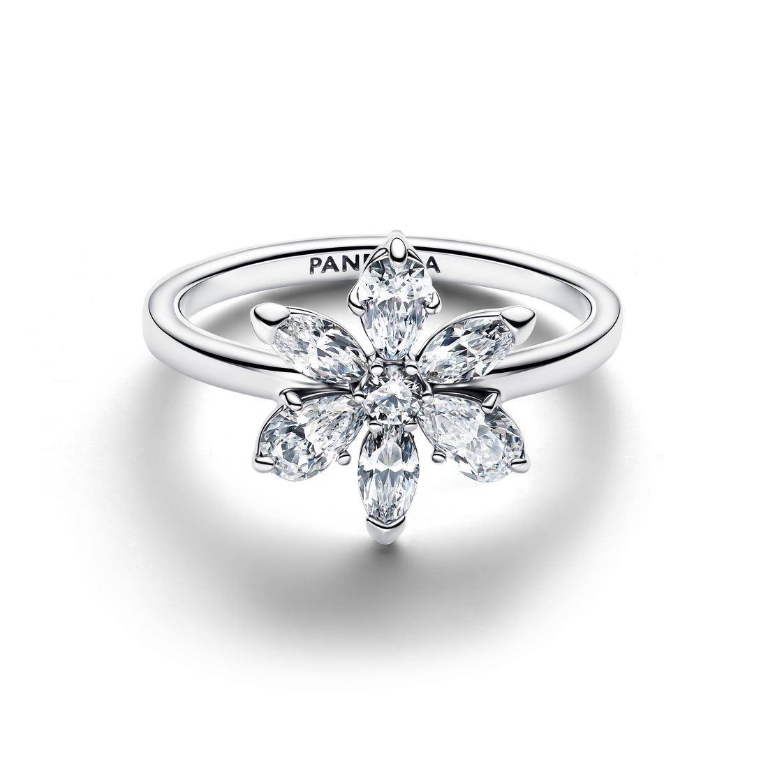 Herbarium Cluster Sterling Silver Ring With Clear Cubic Zirconia