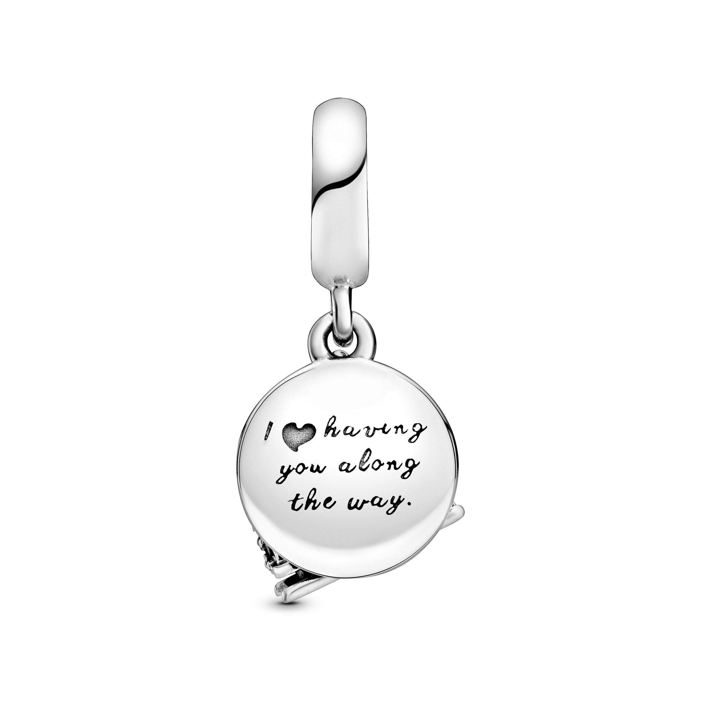 Hong Kong Peak Tram Sterling Silver Dangle With Clear Cubic Zirconia And Red, Blue, Yellow And Glittery Enamel