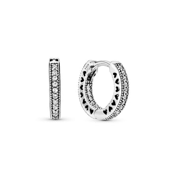 Hoop Silver Earrings With Clear Cubic Zirconia, 15 Mm