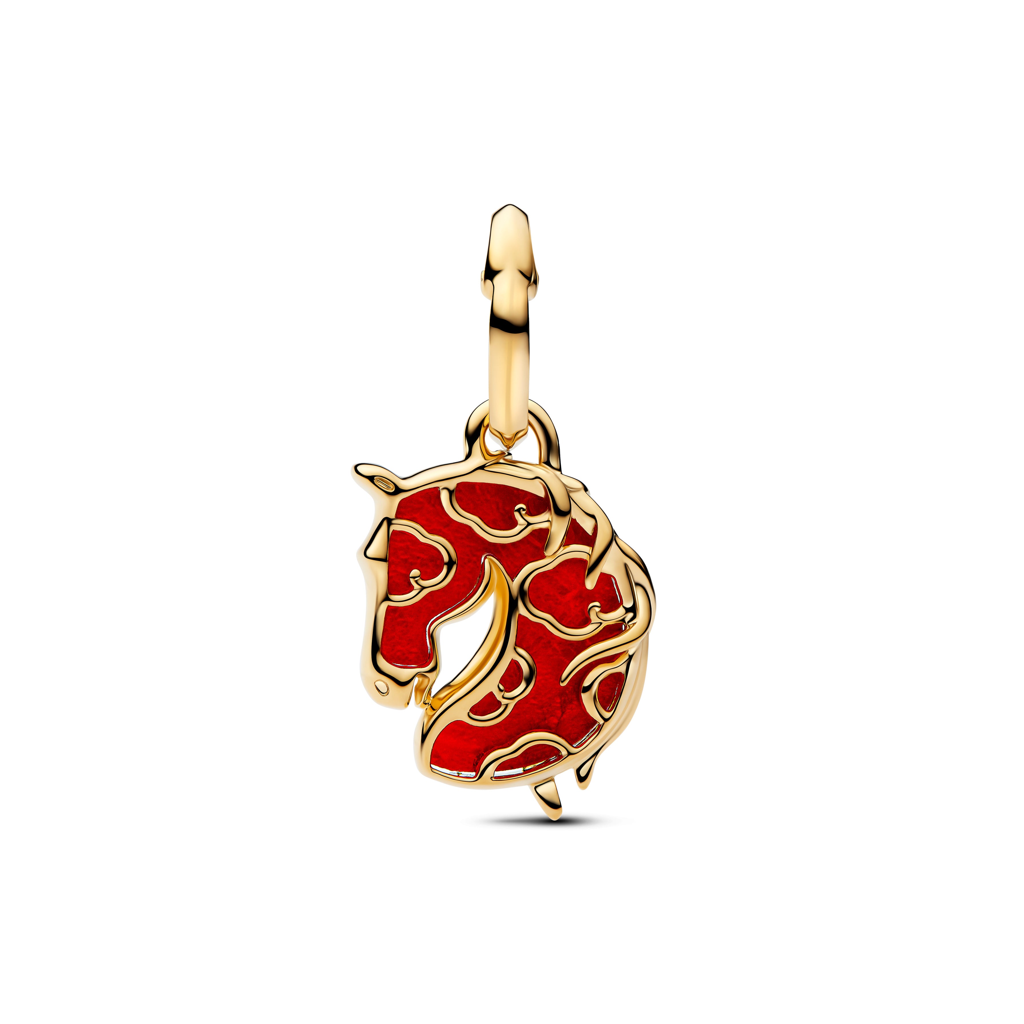 Horse 14K Gold-Plated Dangle With Red Murano Glass And Gold Foil