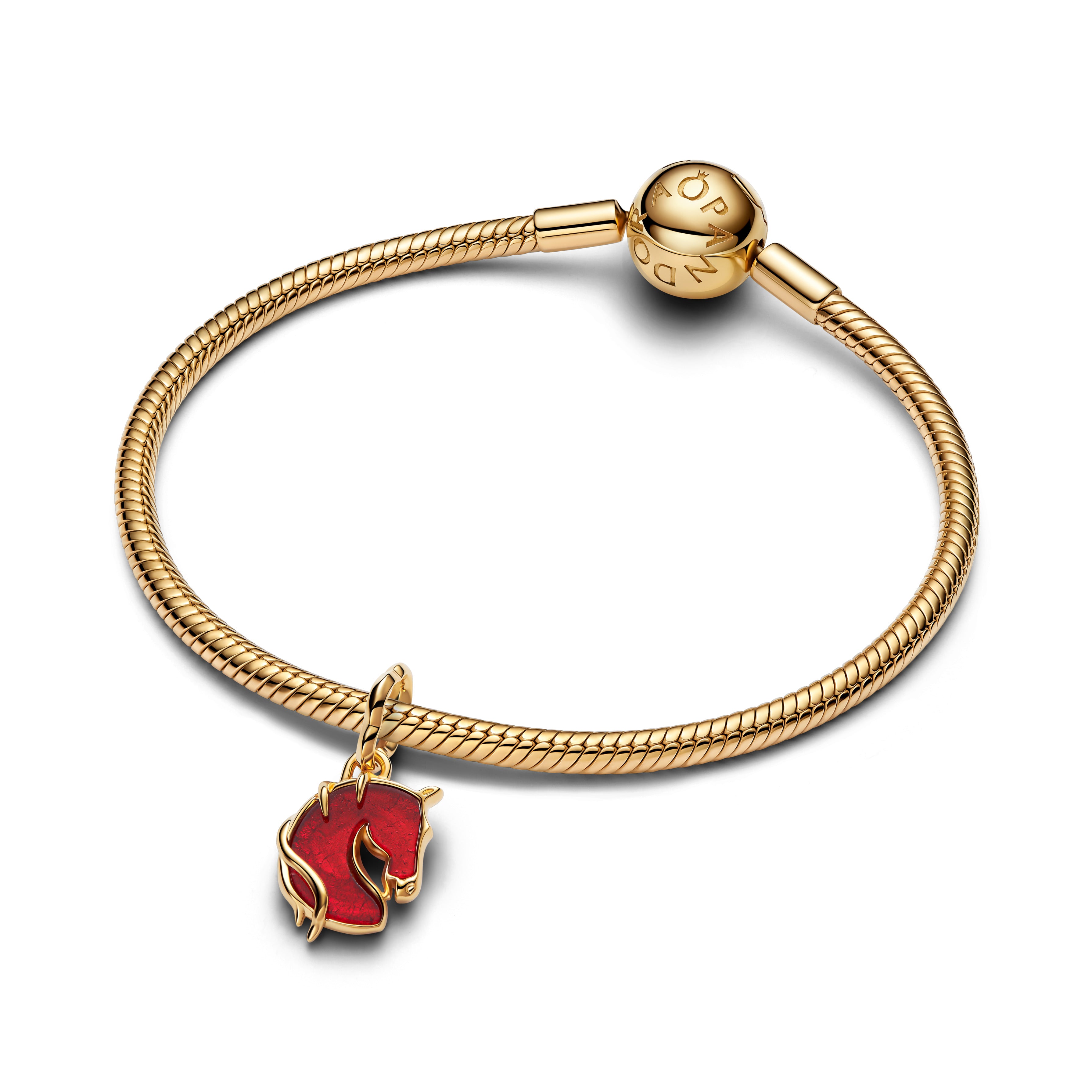 Horse 14K Gold-Plated Dangle With Red Murano Glass And Gold Foil