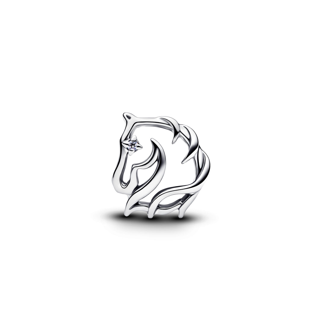Horse Sterling Silver Charm With Clear Cubic Zirconia