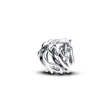 Horse Sterling Silver Charm With Clear Cubic Zirconia