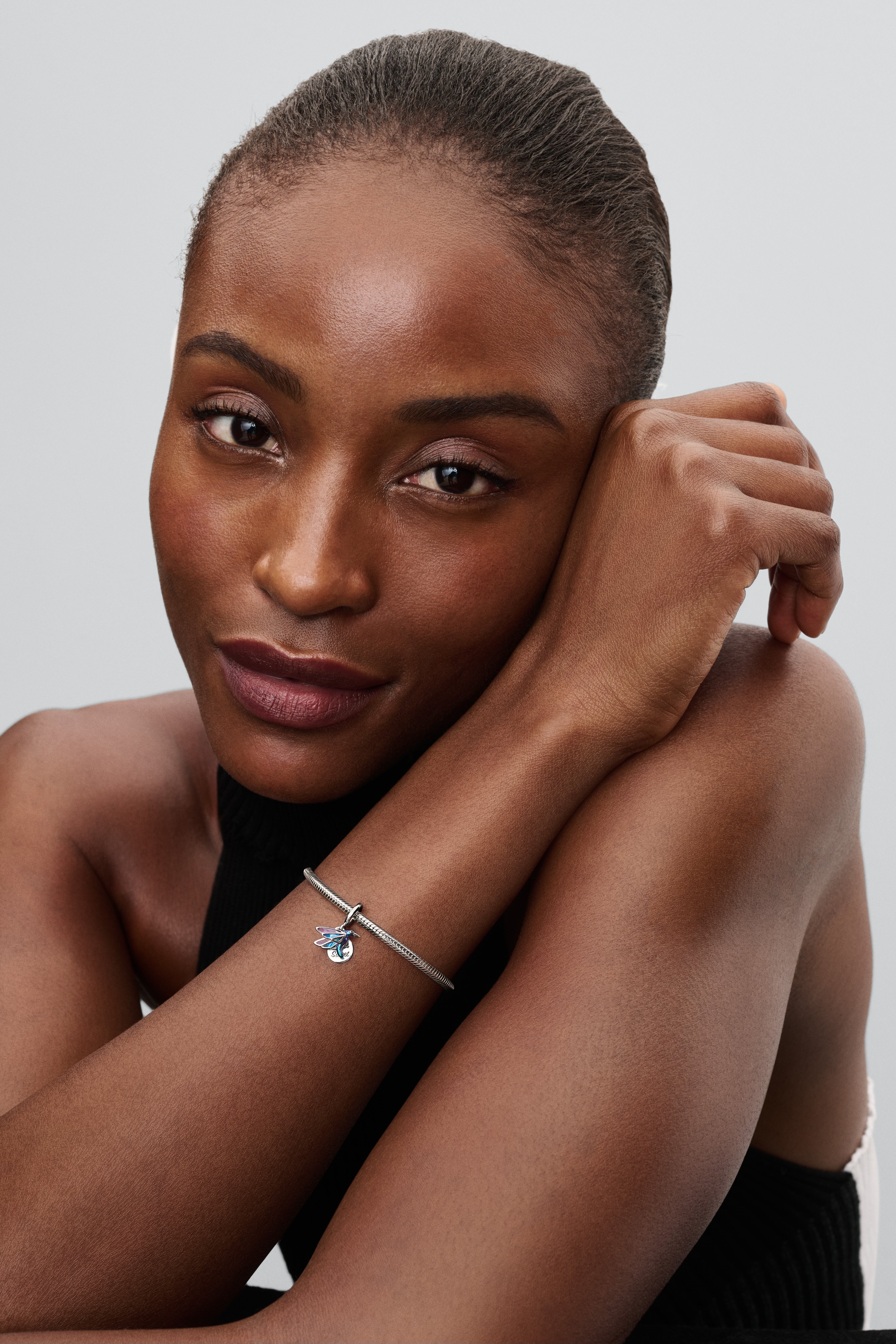 Hummingbird Sterling Silver Double Dangle With Glittery Green, Black, Transparent Blue And Purple Enamel