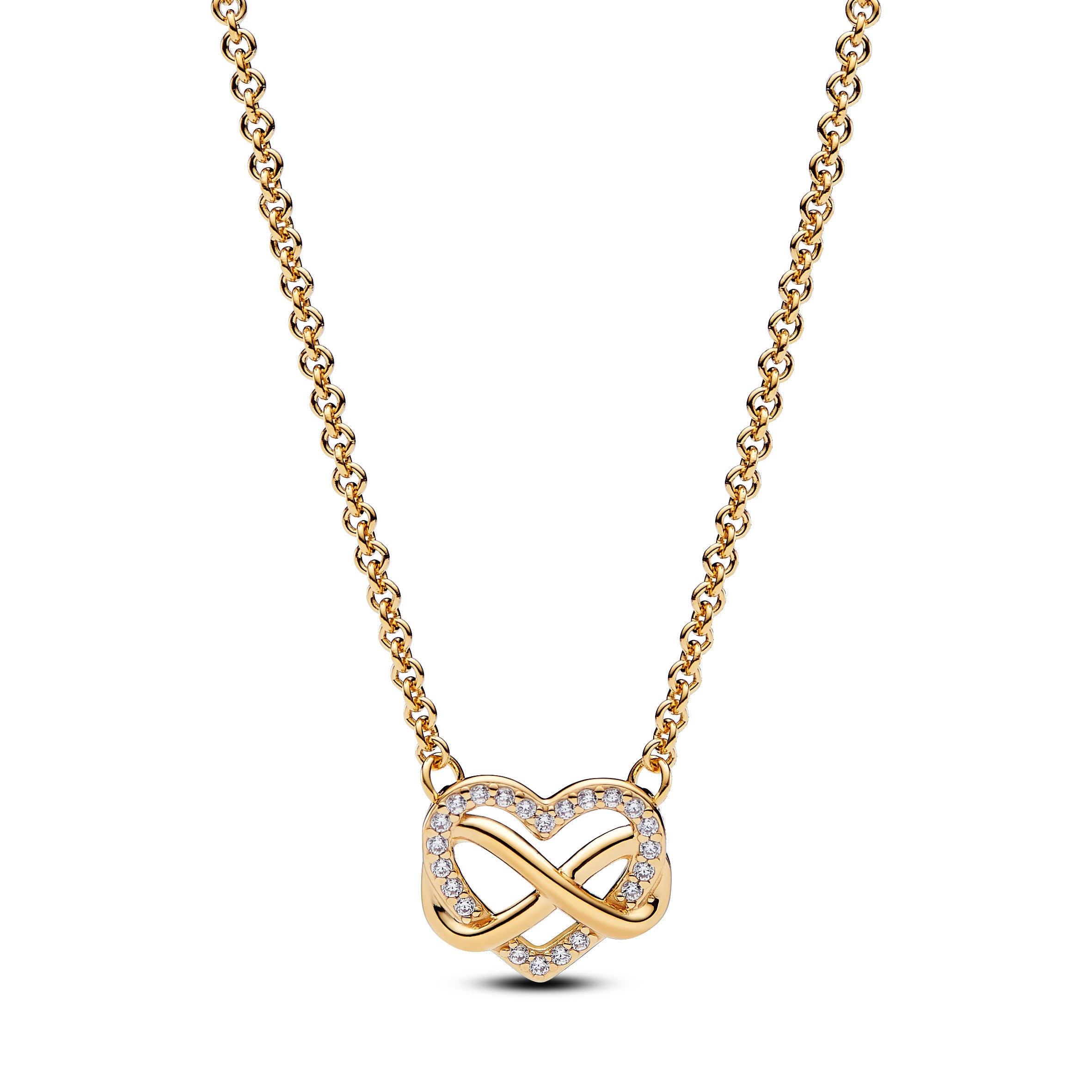 Infinity Heart 14K Gold-Plated Necklace With Clear Cubic Zirconia
