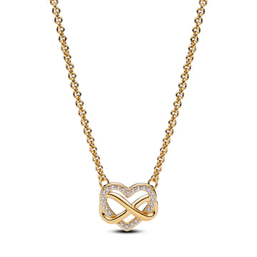 Infinity Heart 14K Gold-Plated Necklace With Clear Cubic Zirconia