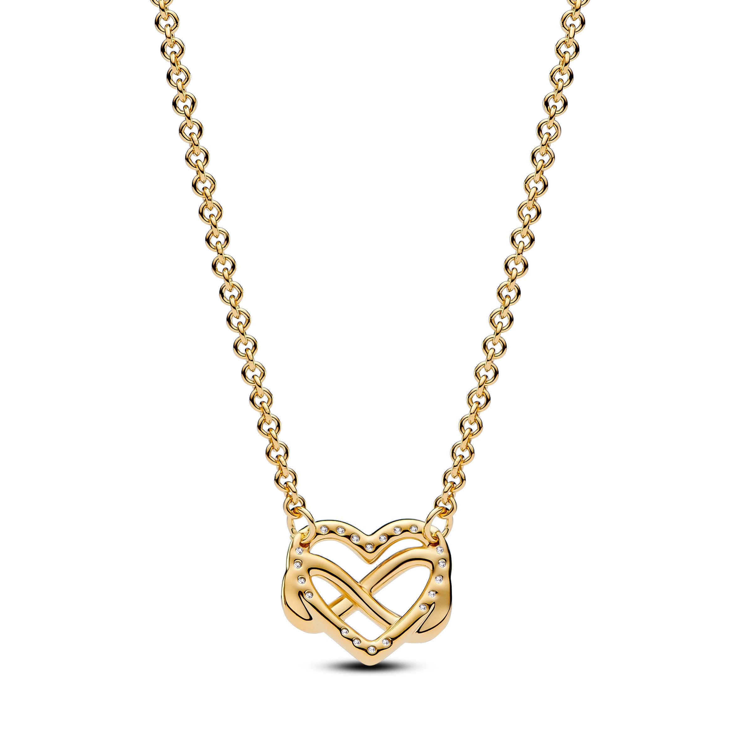 Infinity Heart 14K Gold-Plated Necklace With Clear Cubic Zirconia