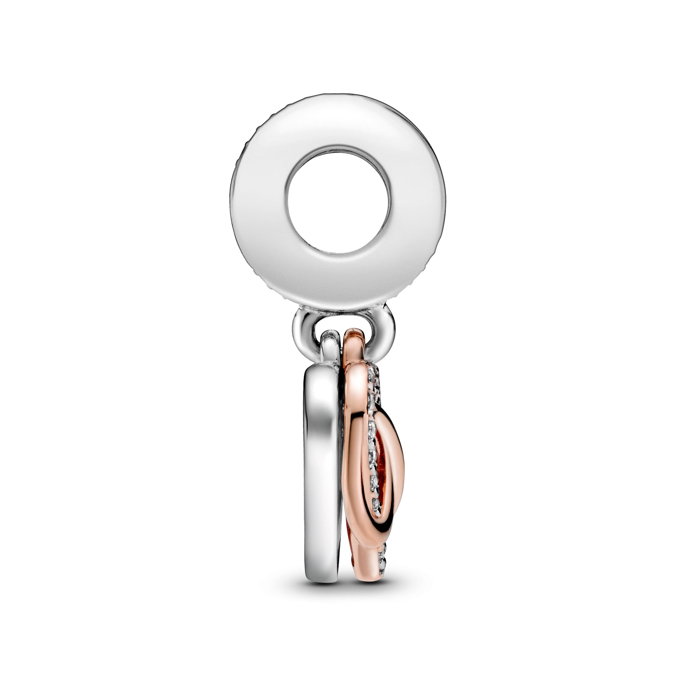 Infinity Heart 14K Rose Gold-Plated And Sterling Silver Dangle With Clear Cubic Zirconia And Pink Enamel
