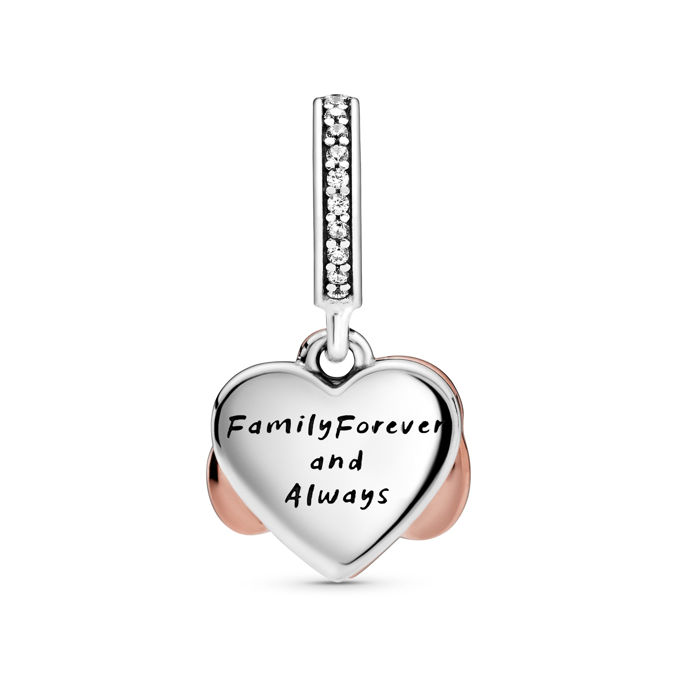Infinity Heart 14K Rose Gold-Plated And Sterling Silver Dangle With Clear Cubic Zirconia And Pink Enamel