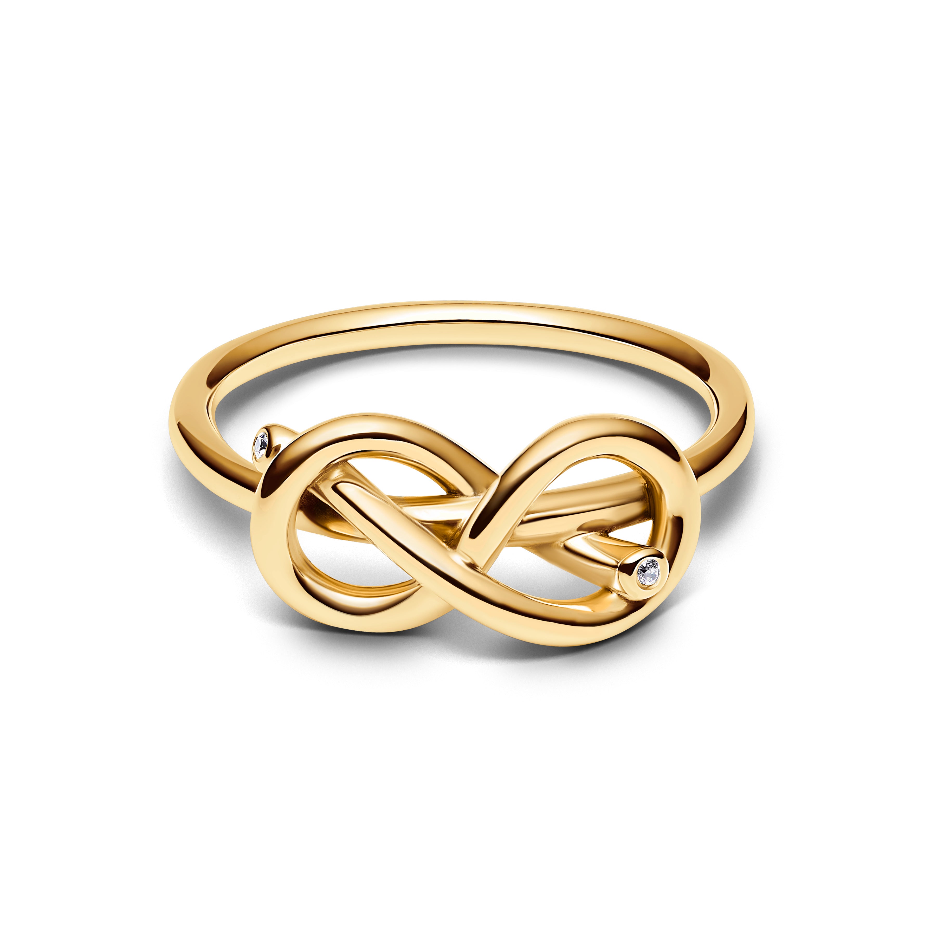 Infinity Knot 14K Gold-Plated Ring With Clear Cubic Zirconia