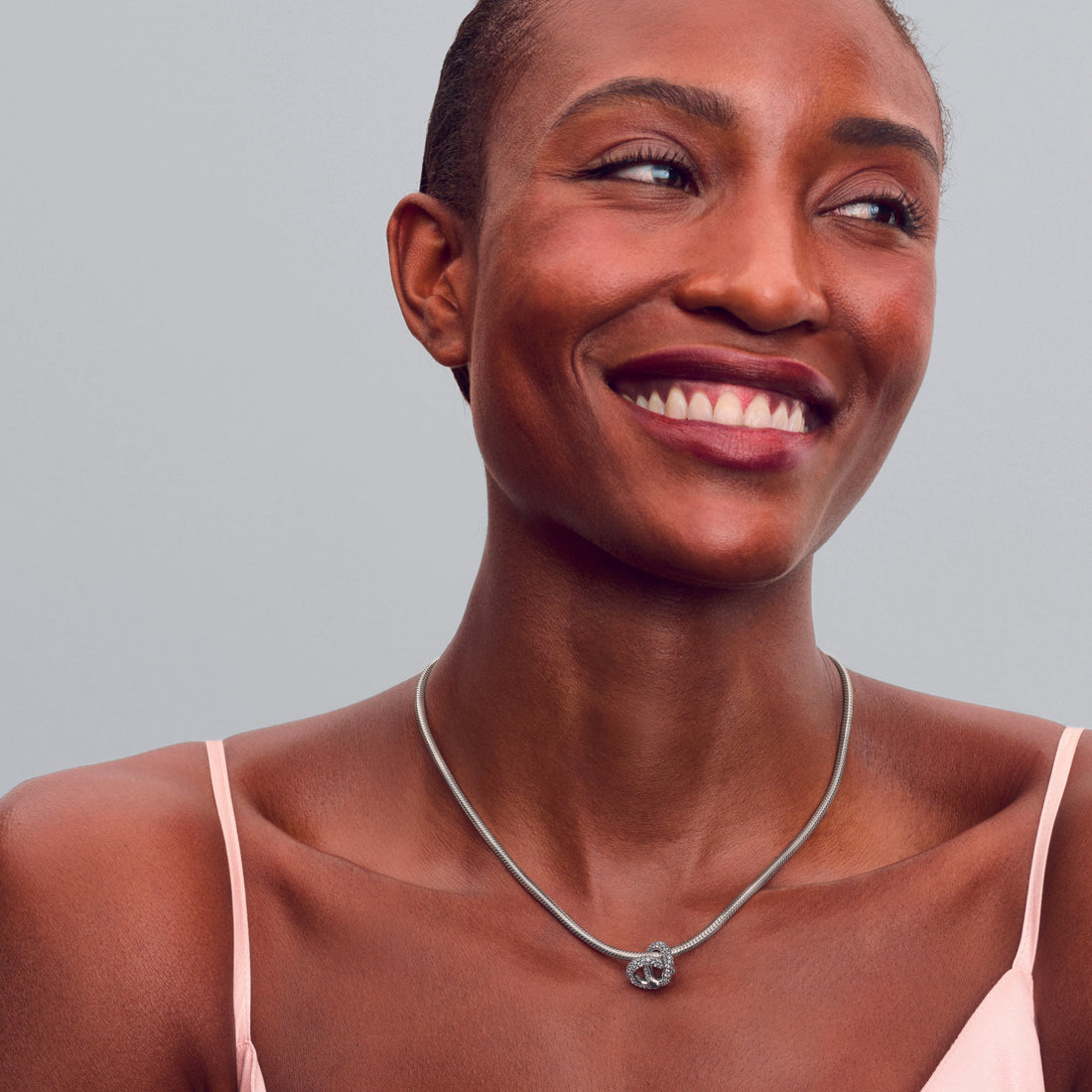 Infinity Knot Heart Sterling Silver Charm With Clear Cubic Zirconia