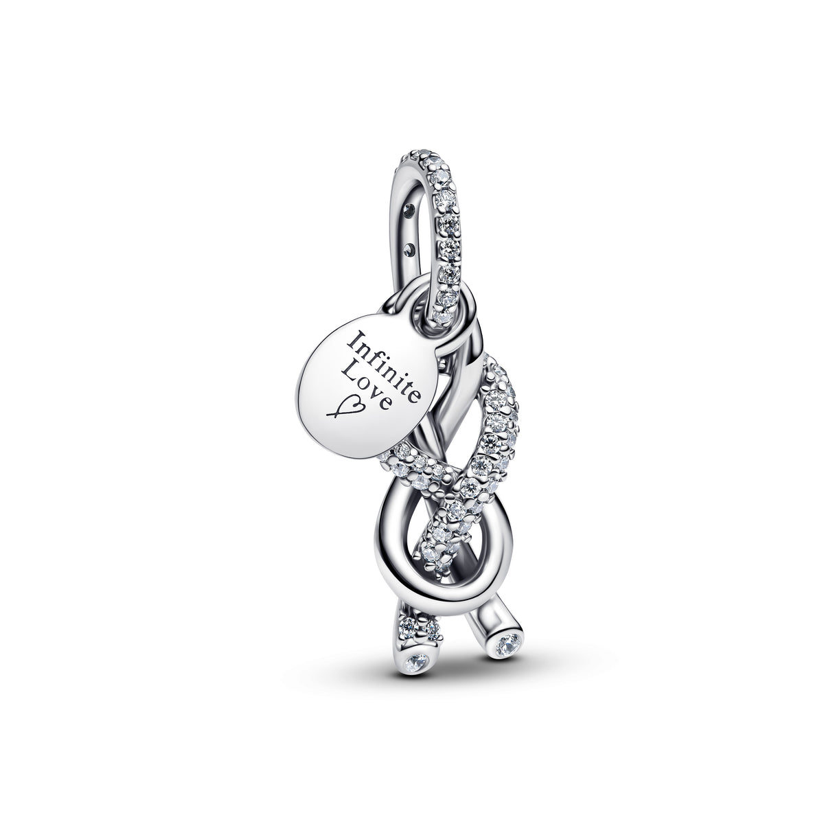 792201c01 Infinity Knot Sterling Silver Double Dangle Clear Cubic Zirconia ...