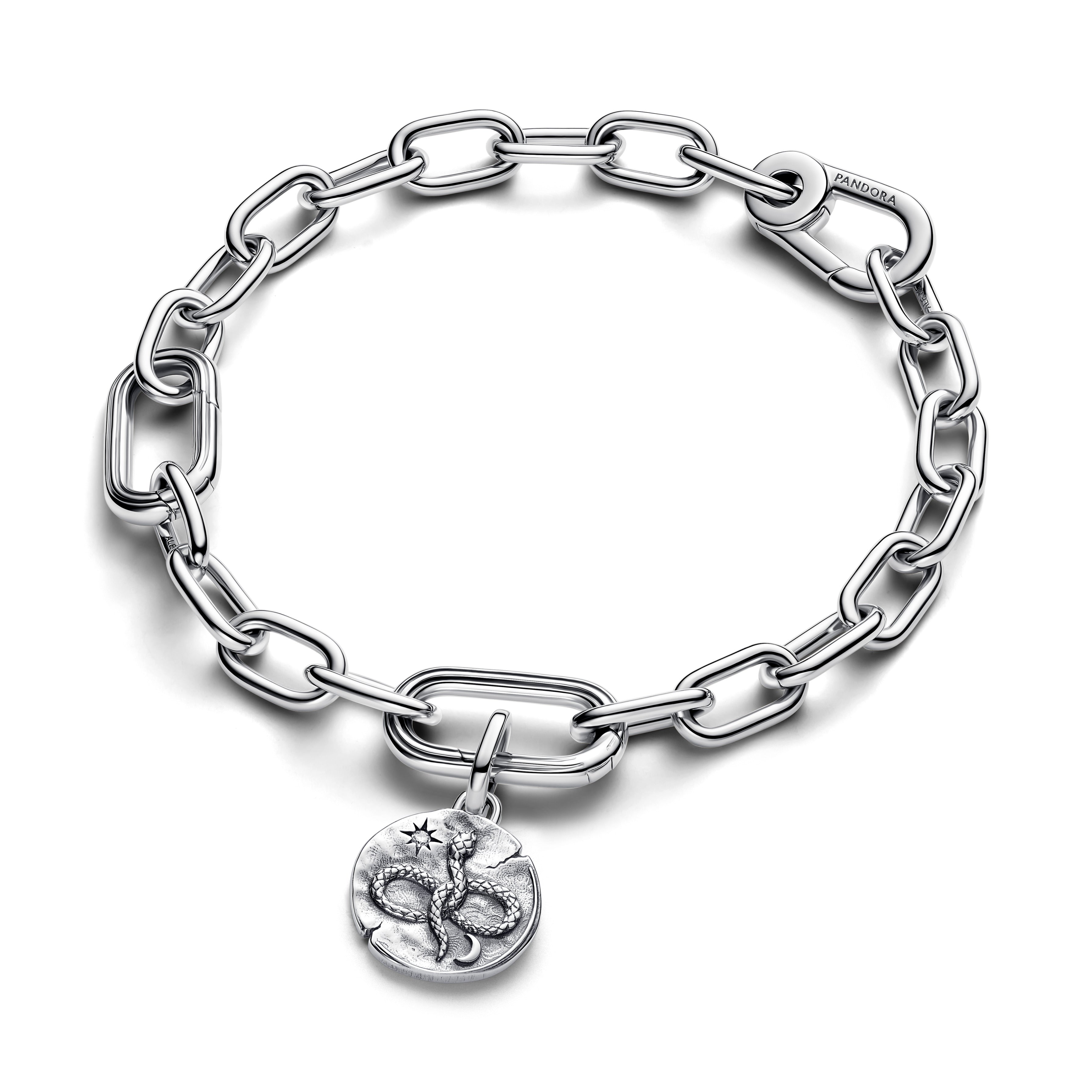 Infinity Snake Sterling Silver Medallion With Clear Cubic Zirconia