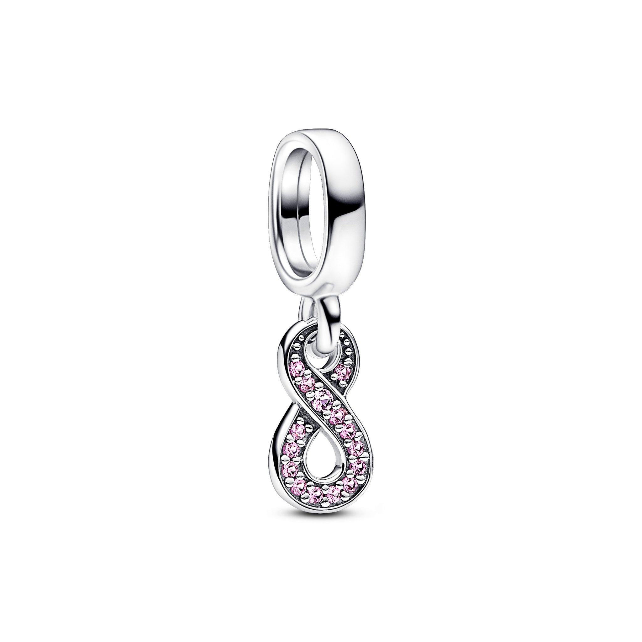 Infinity Sterling Silver Dangle With Cerise And Phlox Pink Crystal
