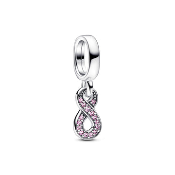 Infinity Sterling Silver Dangle With Cerise And Phlox Pink Crystal