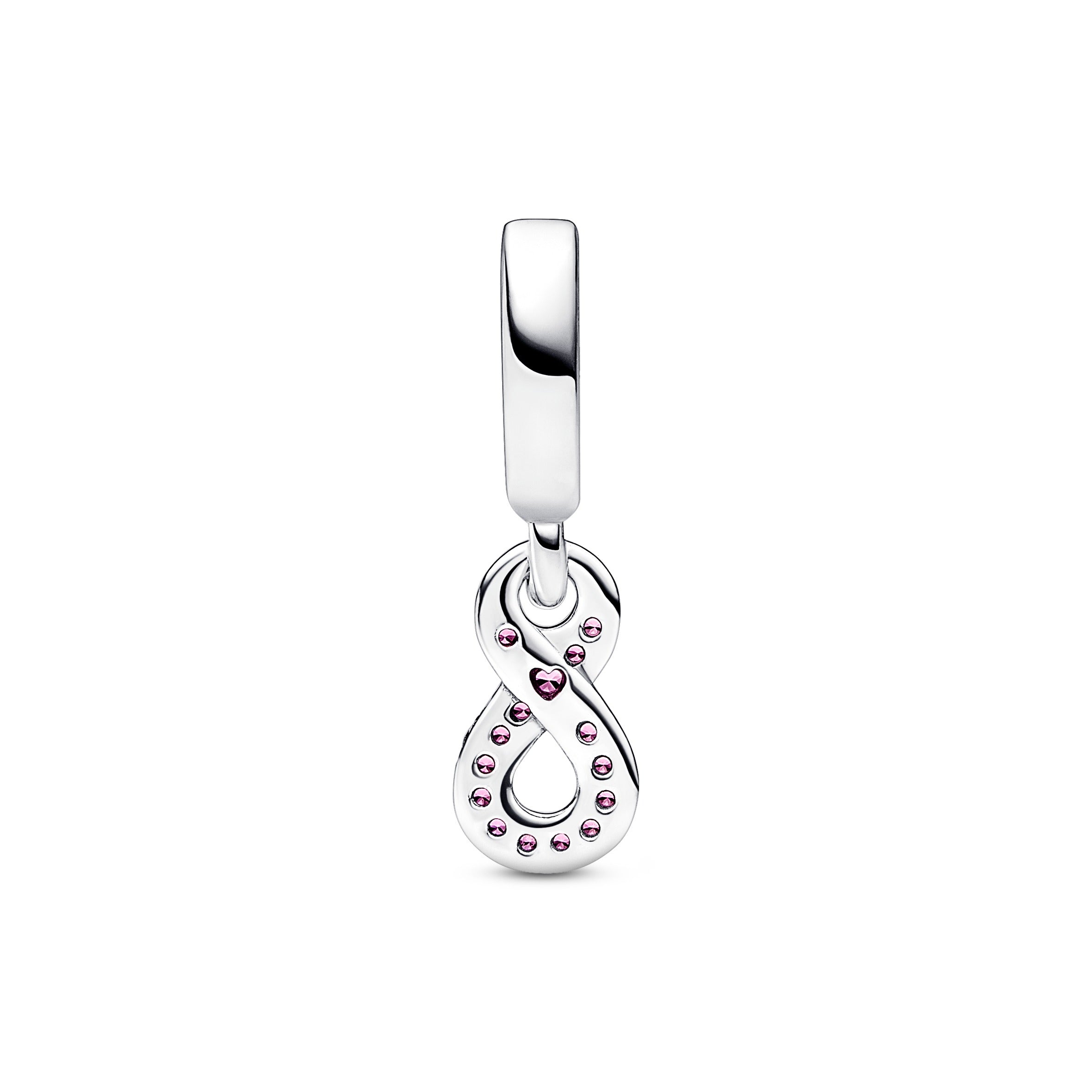 Infinity Sterling Silver Dangle With Cerise And Phlox Pink Crystal