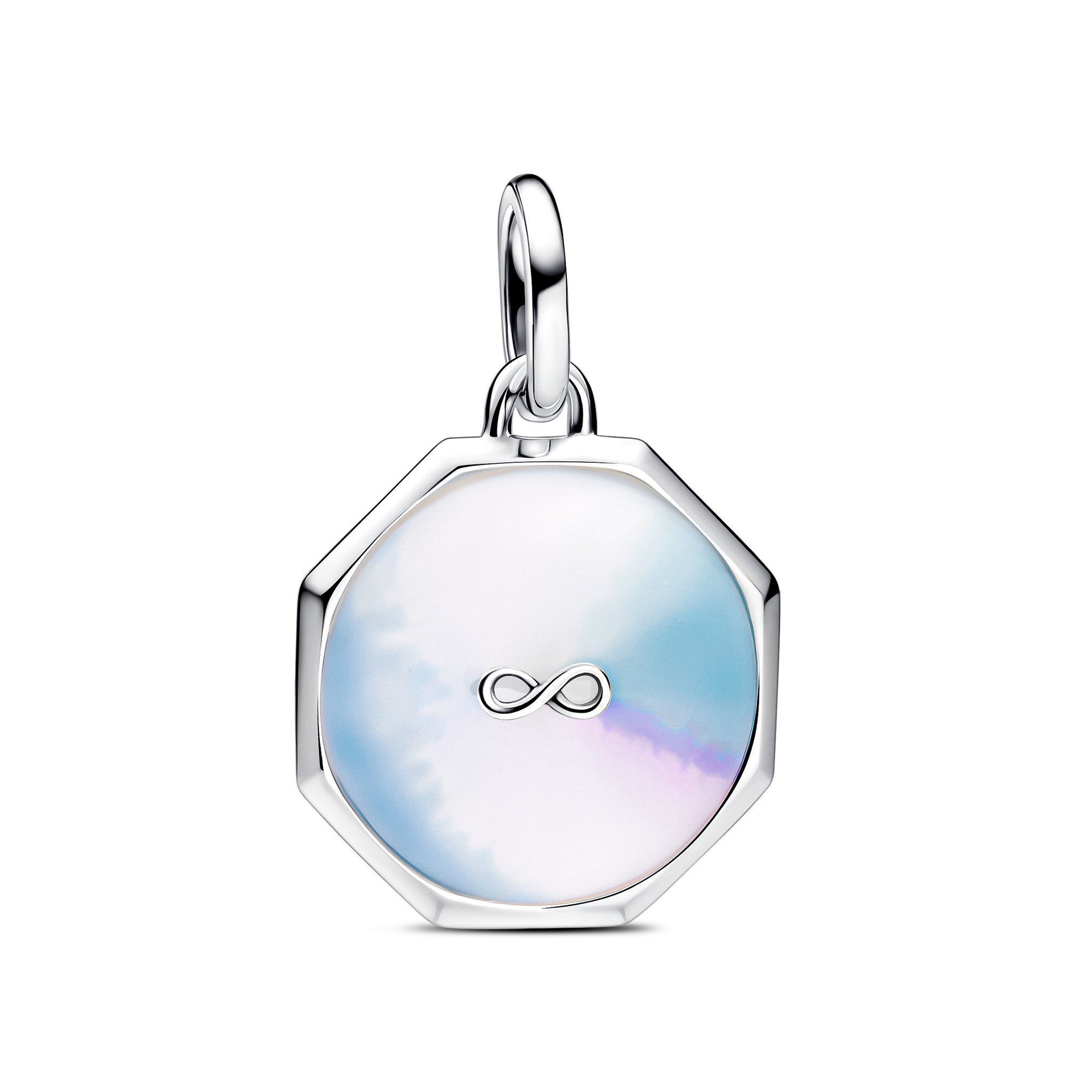 Infinity Sterling Silver Medallion With White, Blue, Pink And Purple Enamel