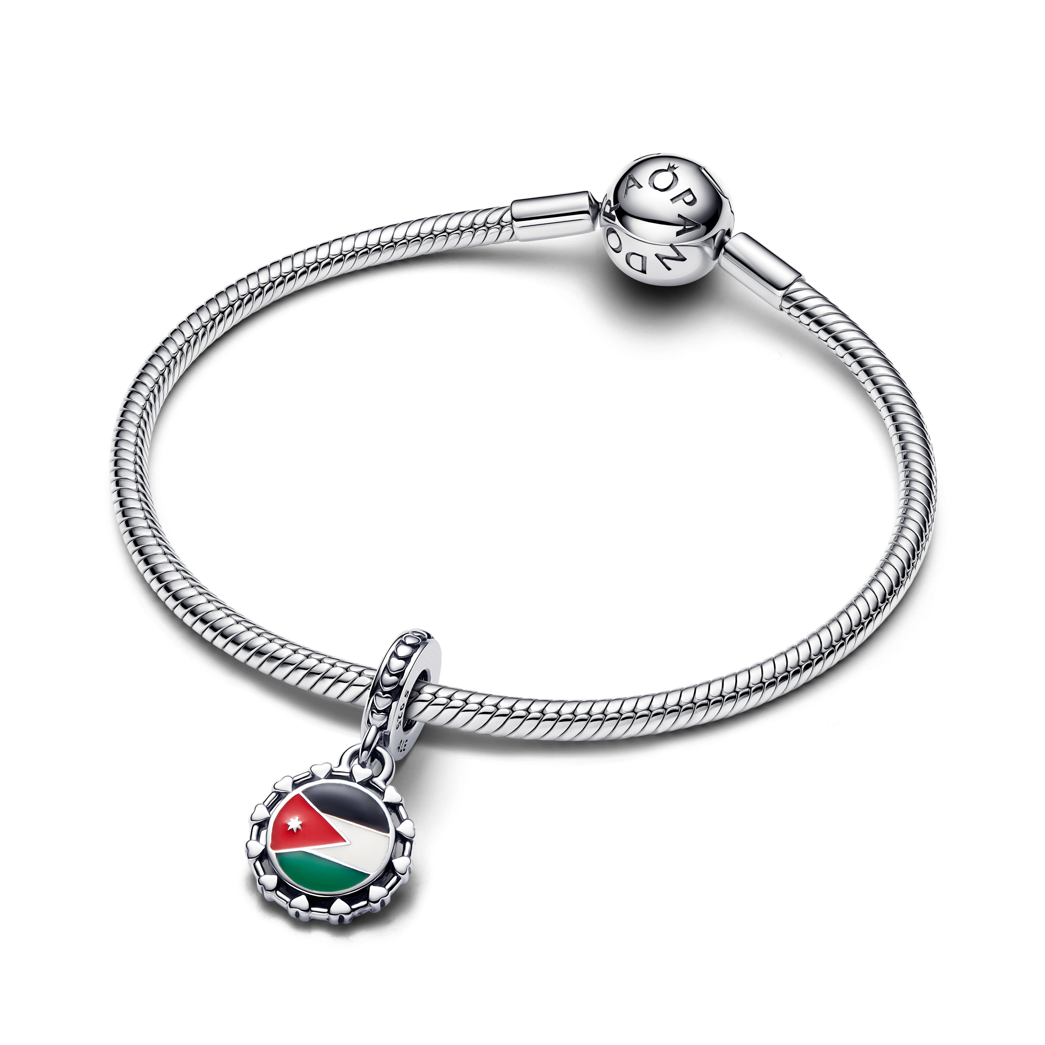 Jordan Sterling Silver Dangle With Red, Black, Green And White Enamel