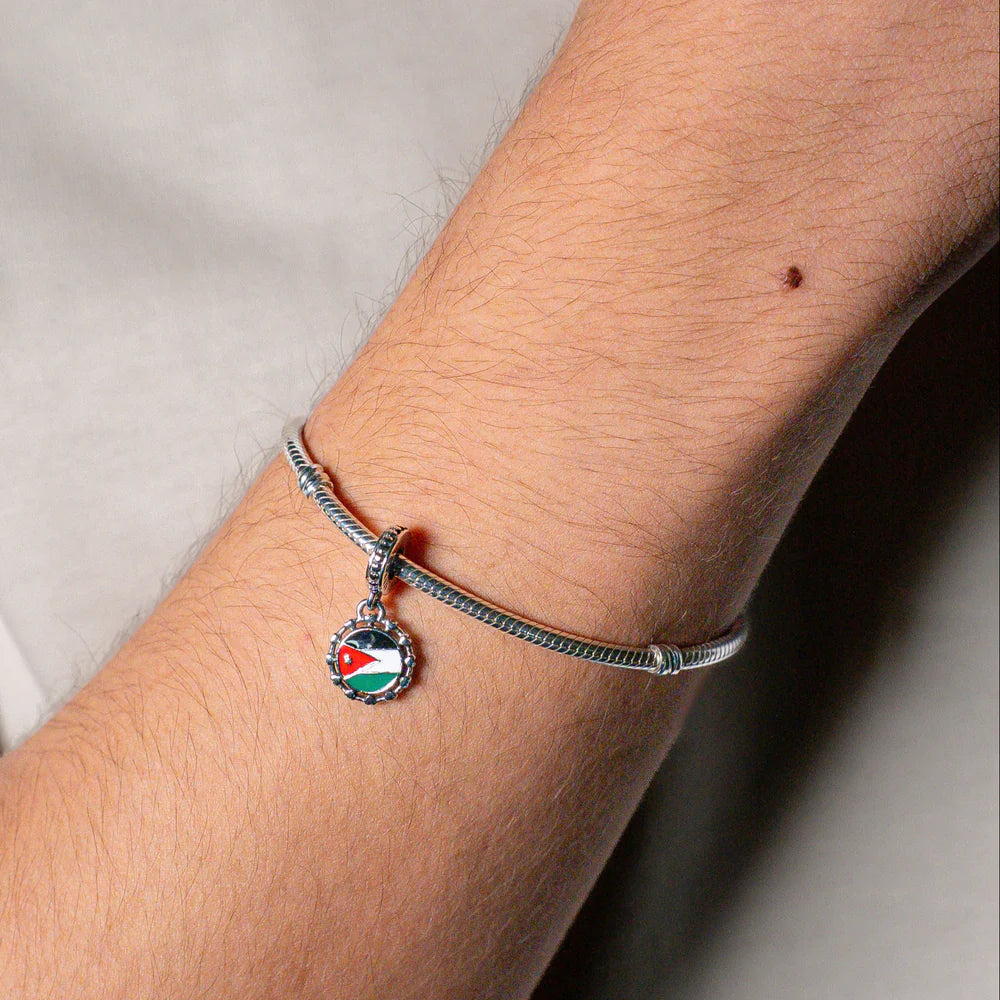Jordan Sterling Silver Dangle With Red, Black, Green And White Enamel