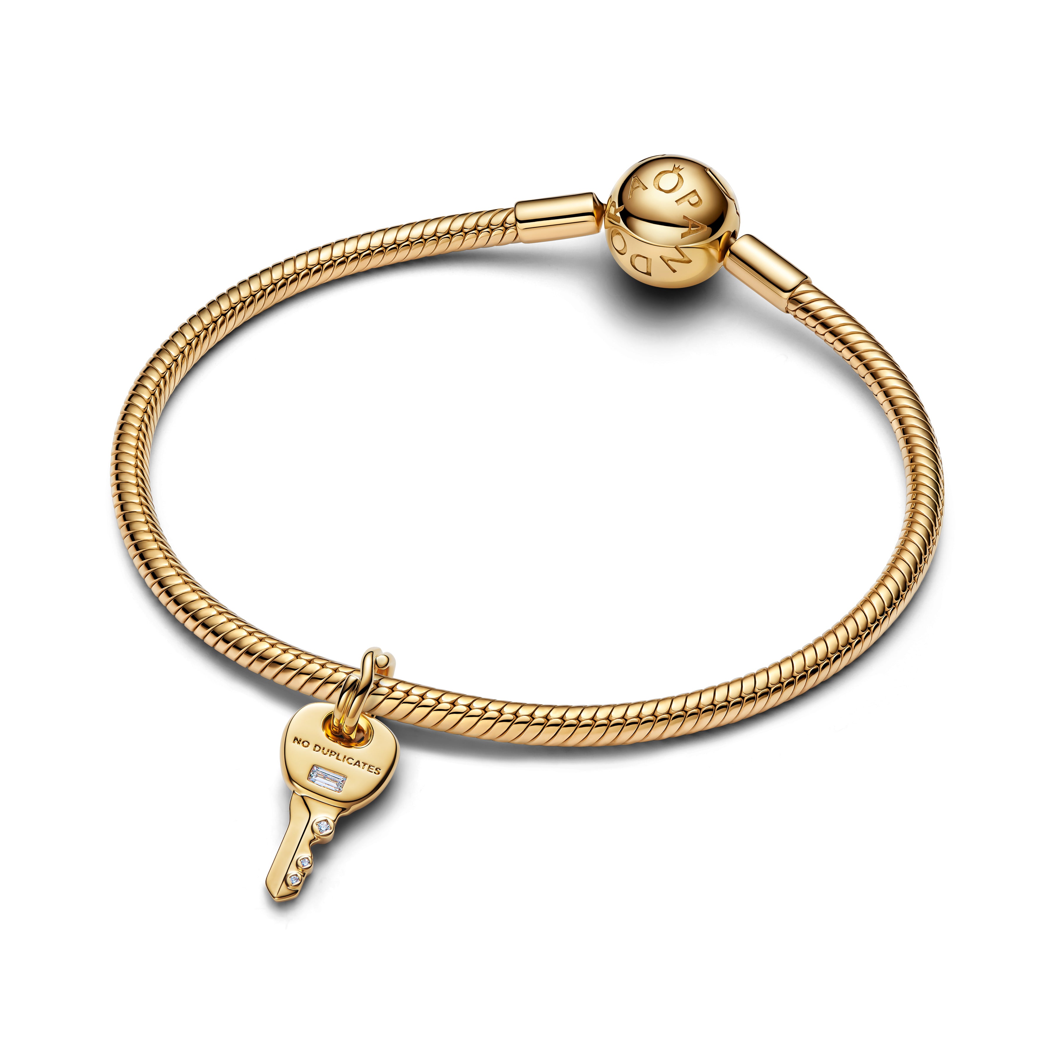 Key 14K Gold-Plated Dangle With Clear Cubic Zirconia