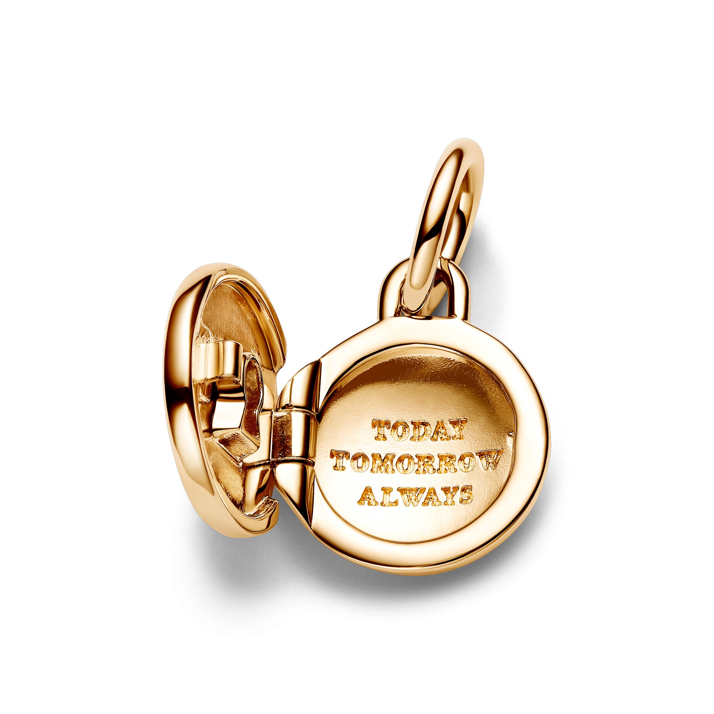 Key Hole Engravable Locket 14K Gold-Plated Dangle With Clear Cubic Zirconia