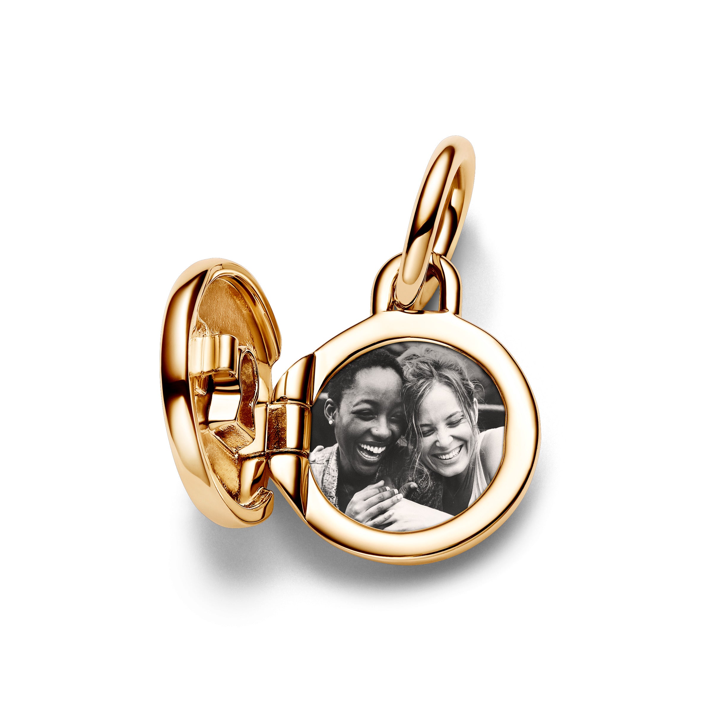 Key Hole Engravable Locket 14K Gold-Plated Dangle With Clear Cubic Zirconia