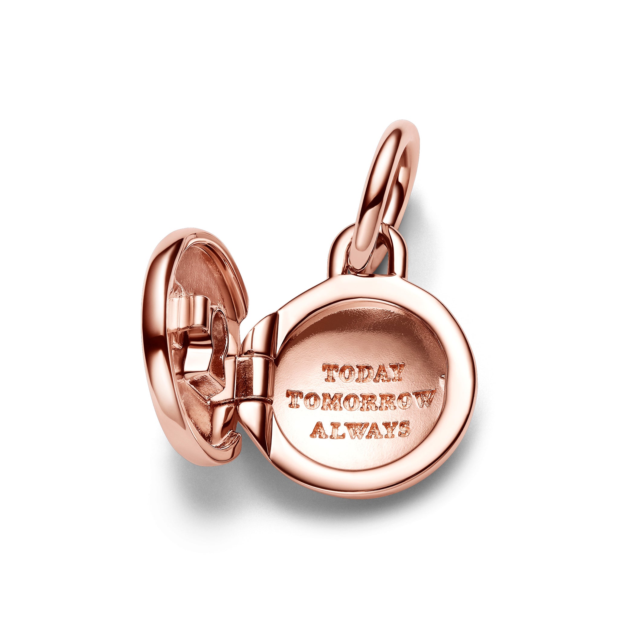 Key Hole Engravable Locket 14K Rose Gold-Plated Dangle With Clear Cubic Zirconia