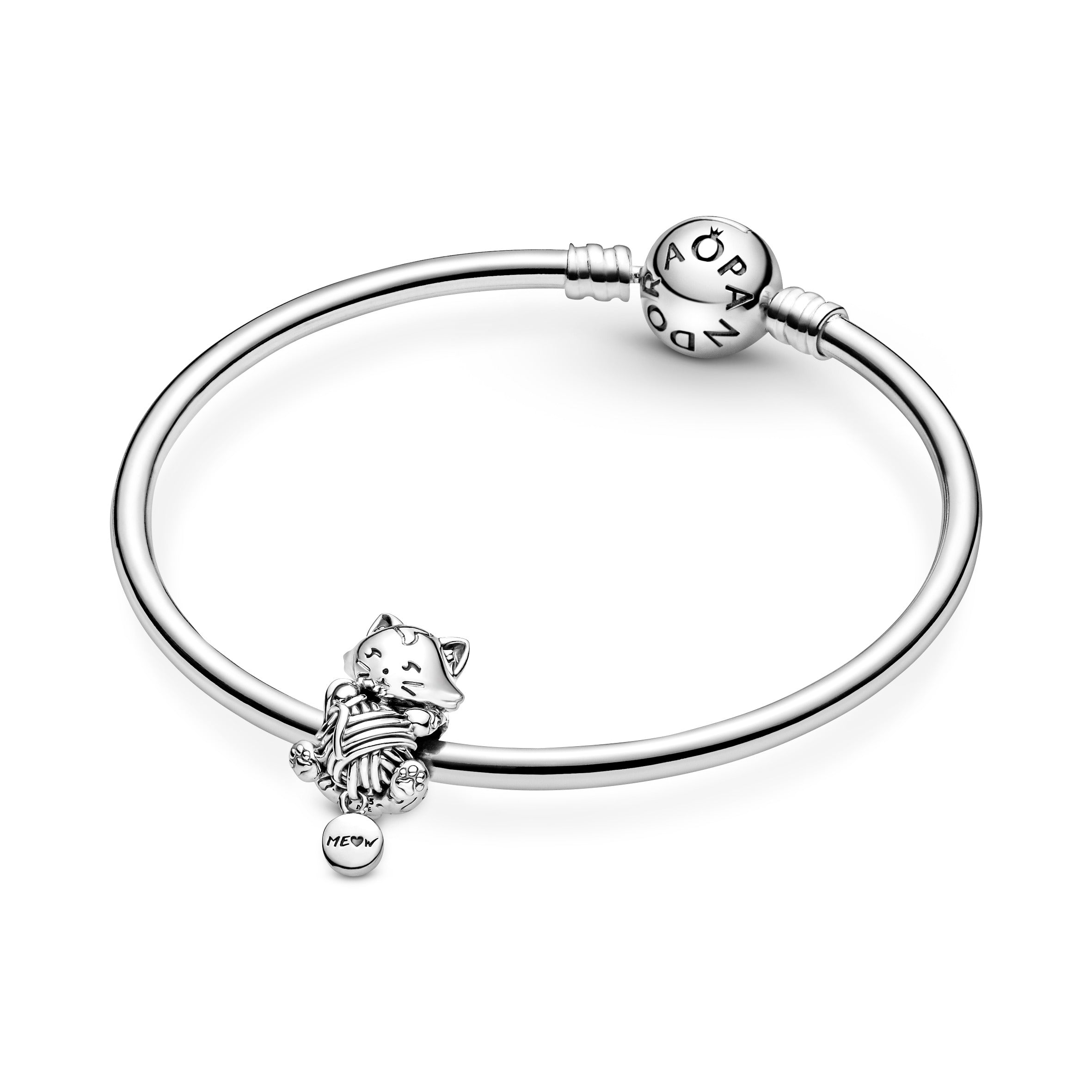 Kitten And Yarn Ball Sterling Silver Charm