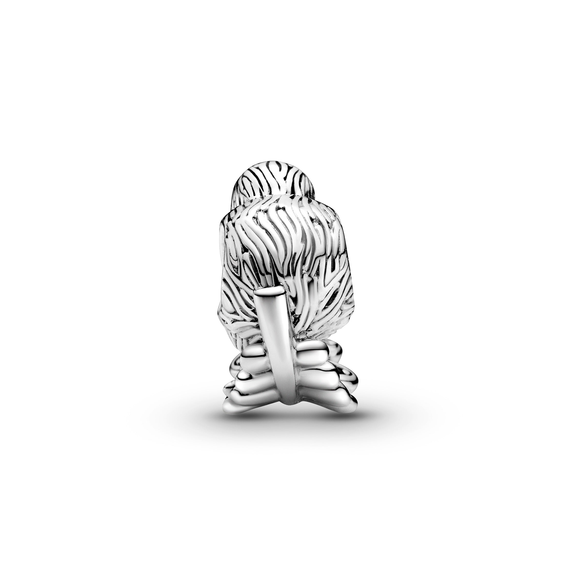 Kiwi Bird Sterling Silver Charm With Light Green Crystal, Clear Cubic Zirconia And Black Enamel