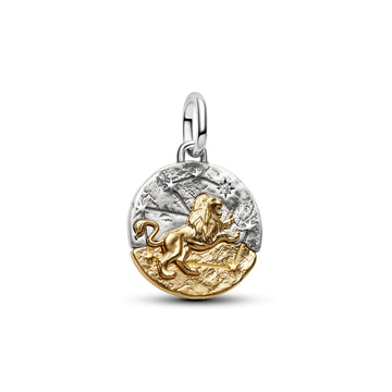 Leo Sterling Silver And 14K Gold-Plated Medallion With Clear Cubic Zirconia