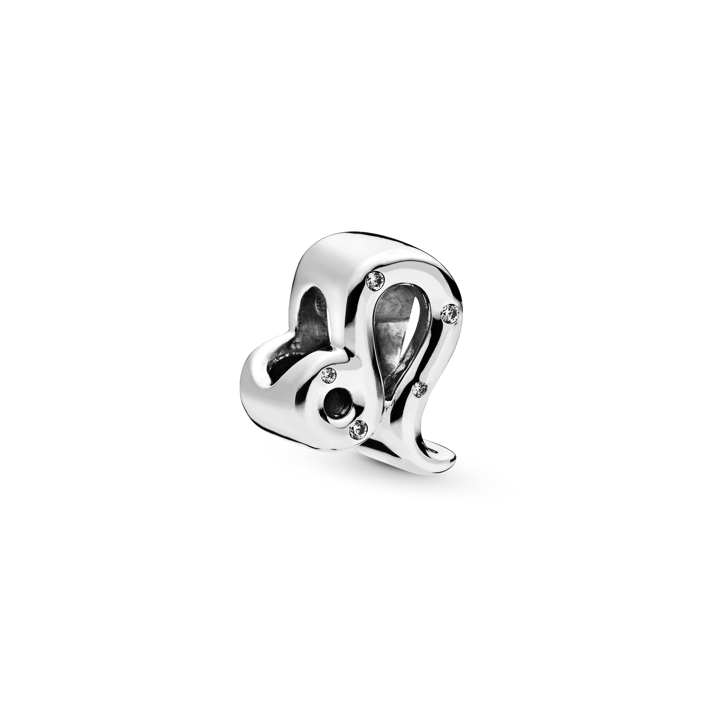 Leo Sterling Silver Charm With Clear Cubic Zirconia