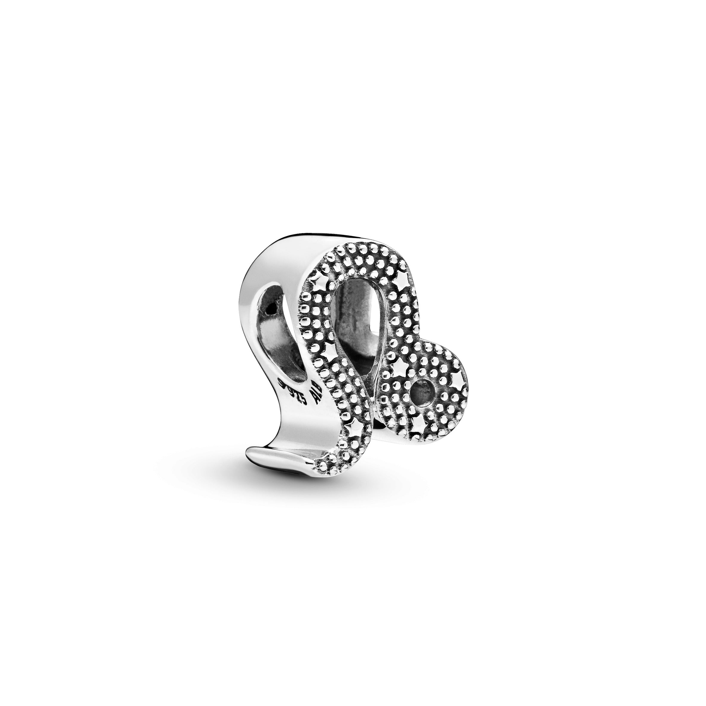 Leo Sterling Silver Charm With Clear Cubic Zirconia