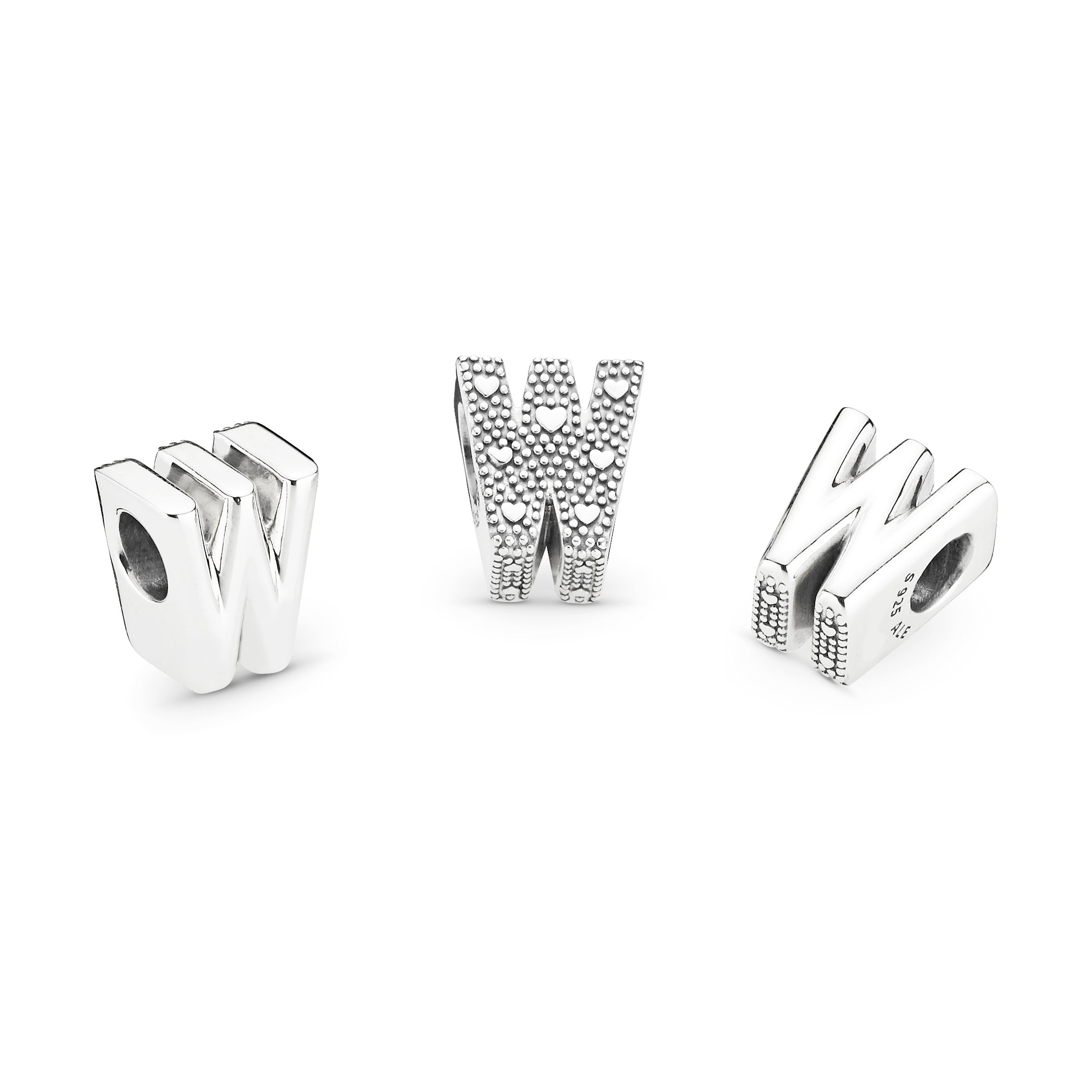 Letter W Silver Charm