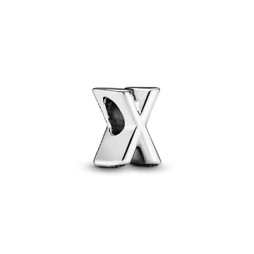 Letter X Silver Charm