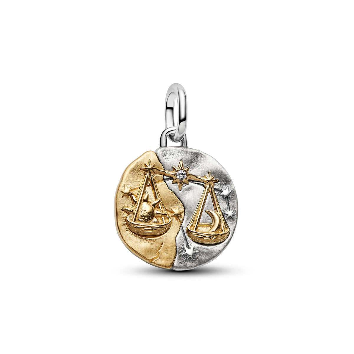 Libra Sterling Silver And 14K Gold-Plated Medallion With Clear Cubic Zirconia